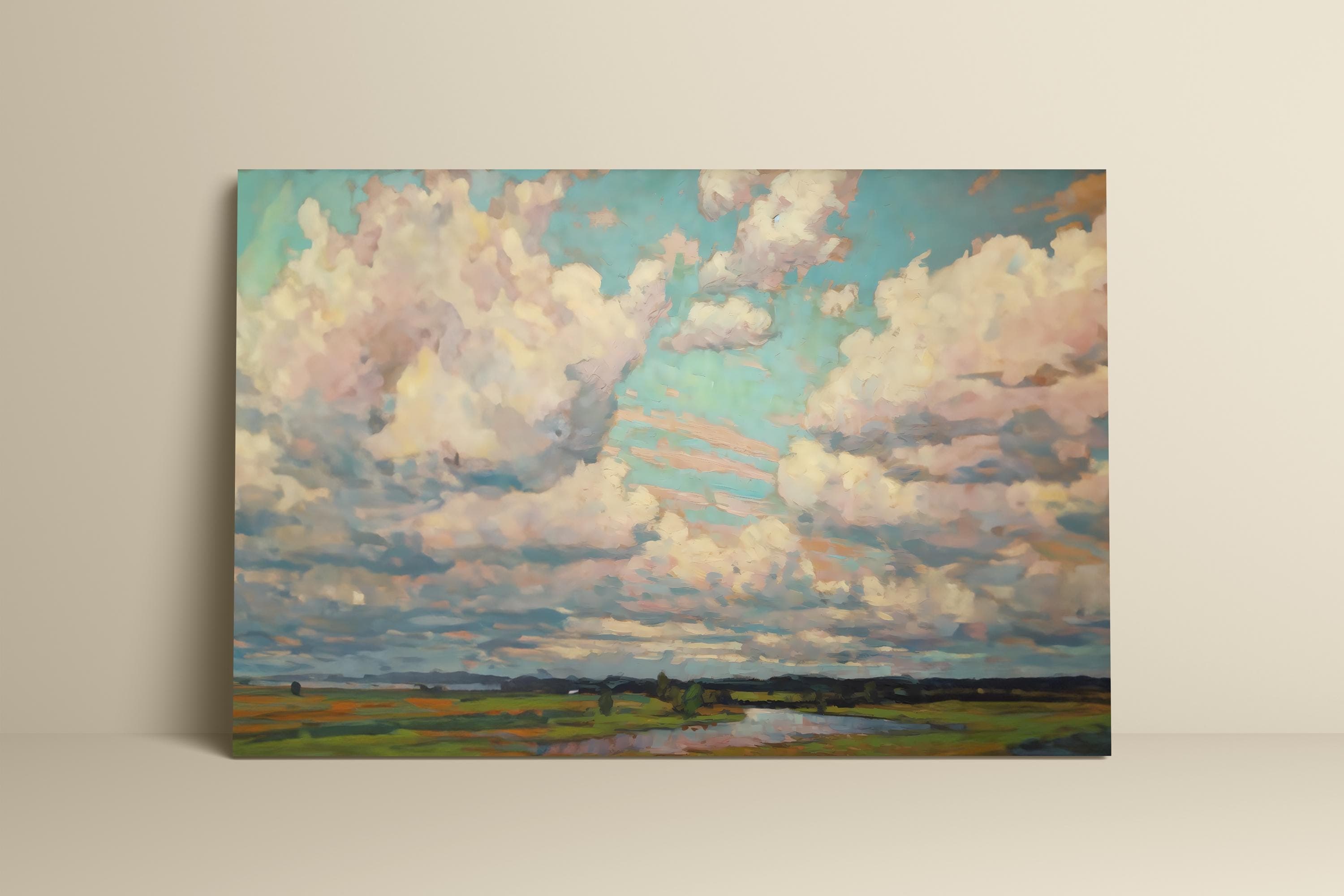 Impressionist Colorful Clouds Print - Soft Colors, Matte Finish