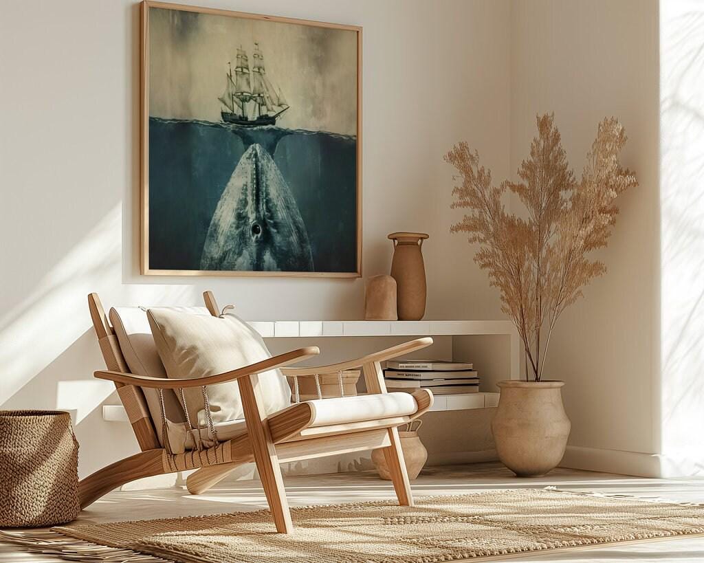 The Leviathan: Whale & Sailing Ship Art | Moody, Mysterious & Contemplative Ocean Decor