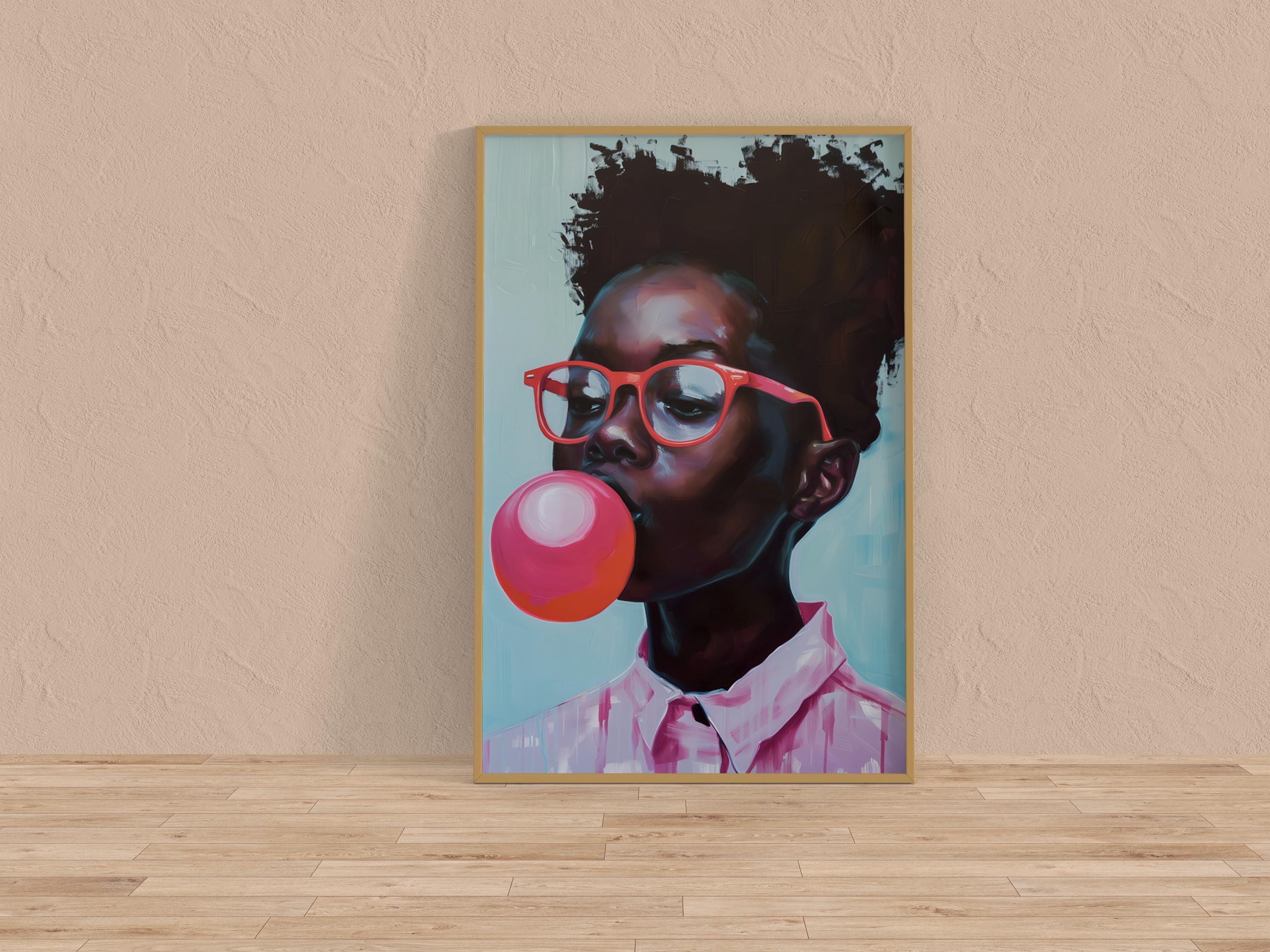 Bubblegum Girl Canvas Art - Trendy Modern Wall Decor