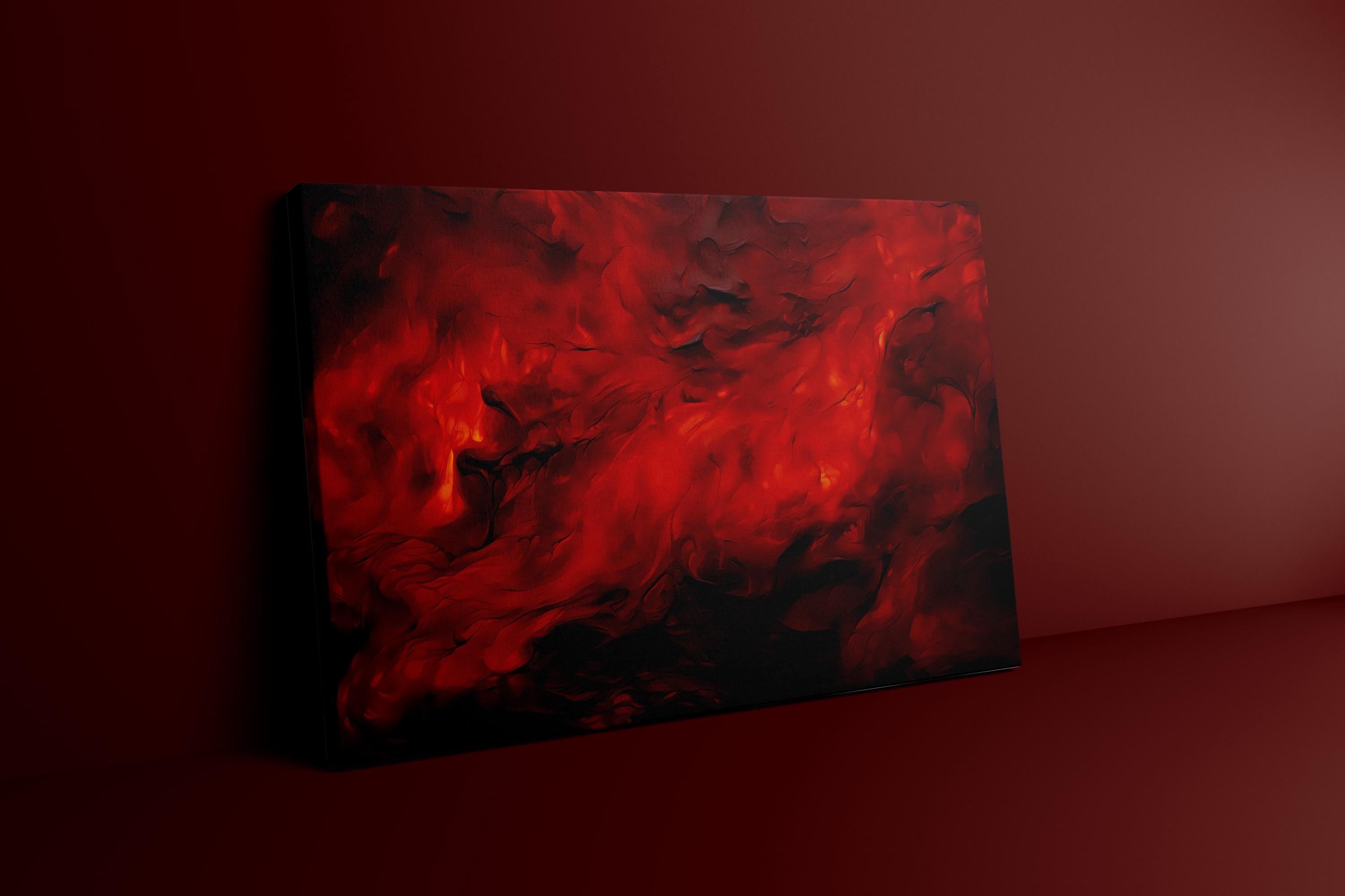 Fiery Essence: Red & Orange Abstract Art | Vibrant, Energetic Wall Decor