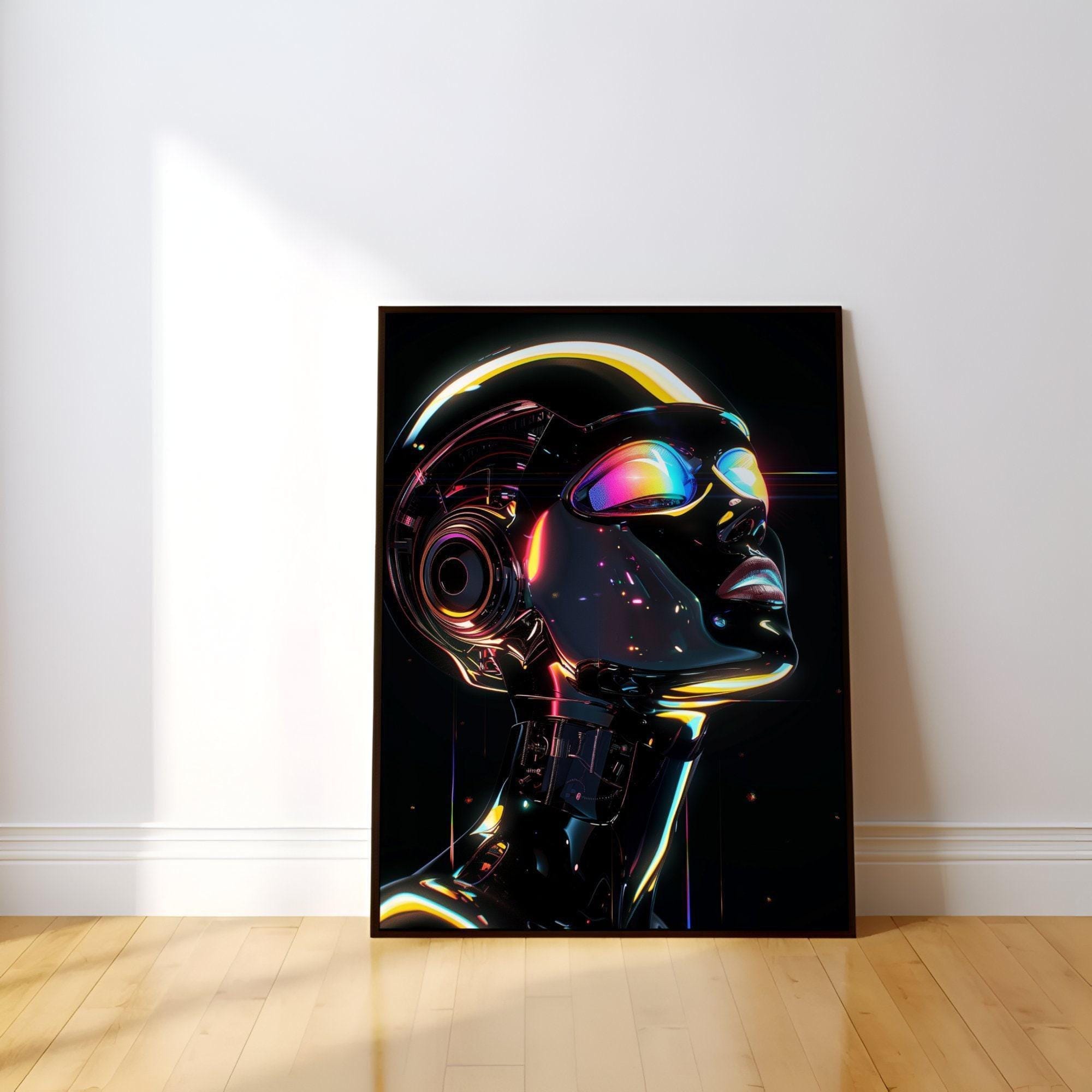 Android's Contemplation Wall Art: Minimalist Celestial Canvas Print