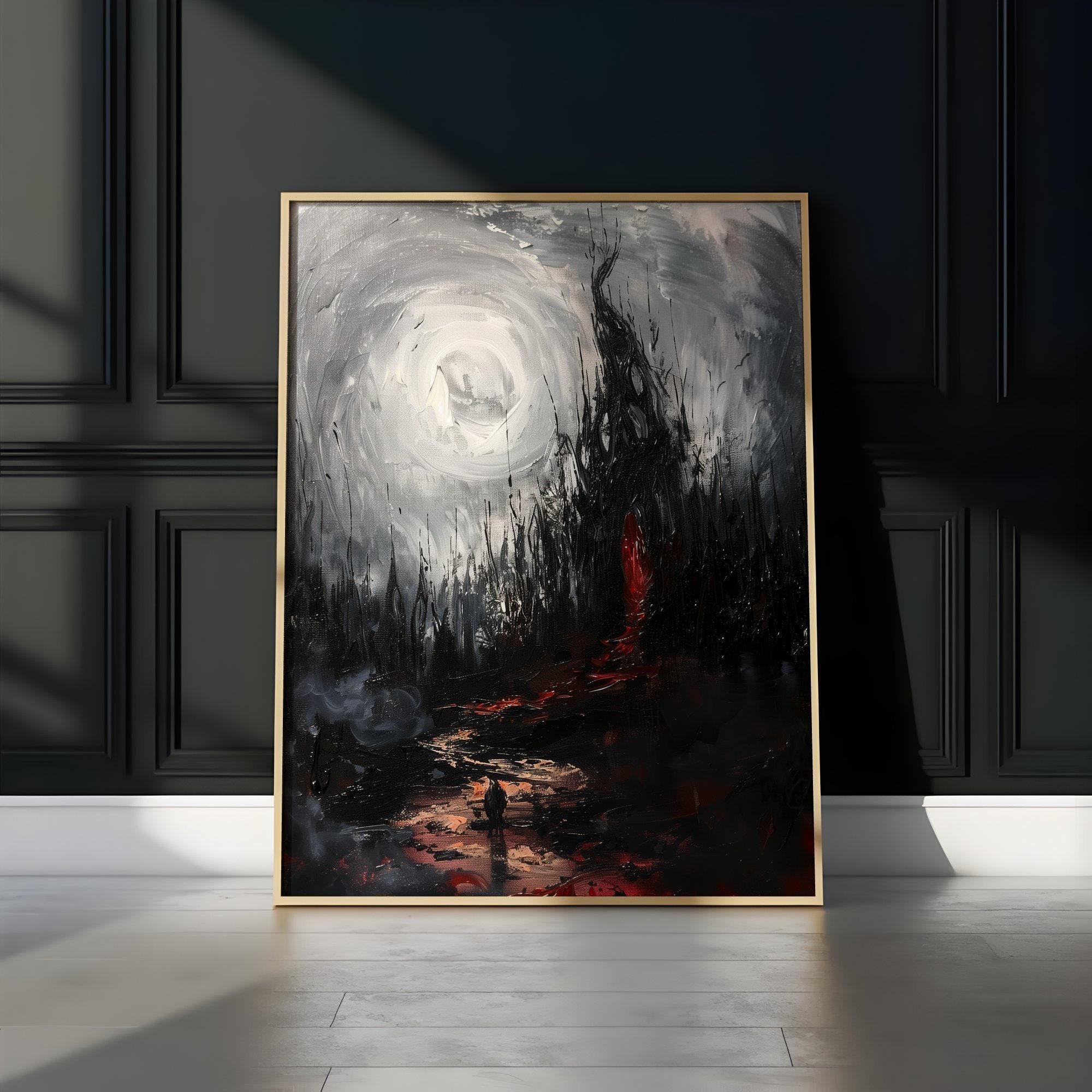 Abstract Charcoal Art: Moody Gothic Wall Decor - Dark & Intense