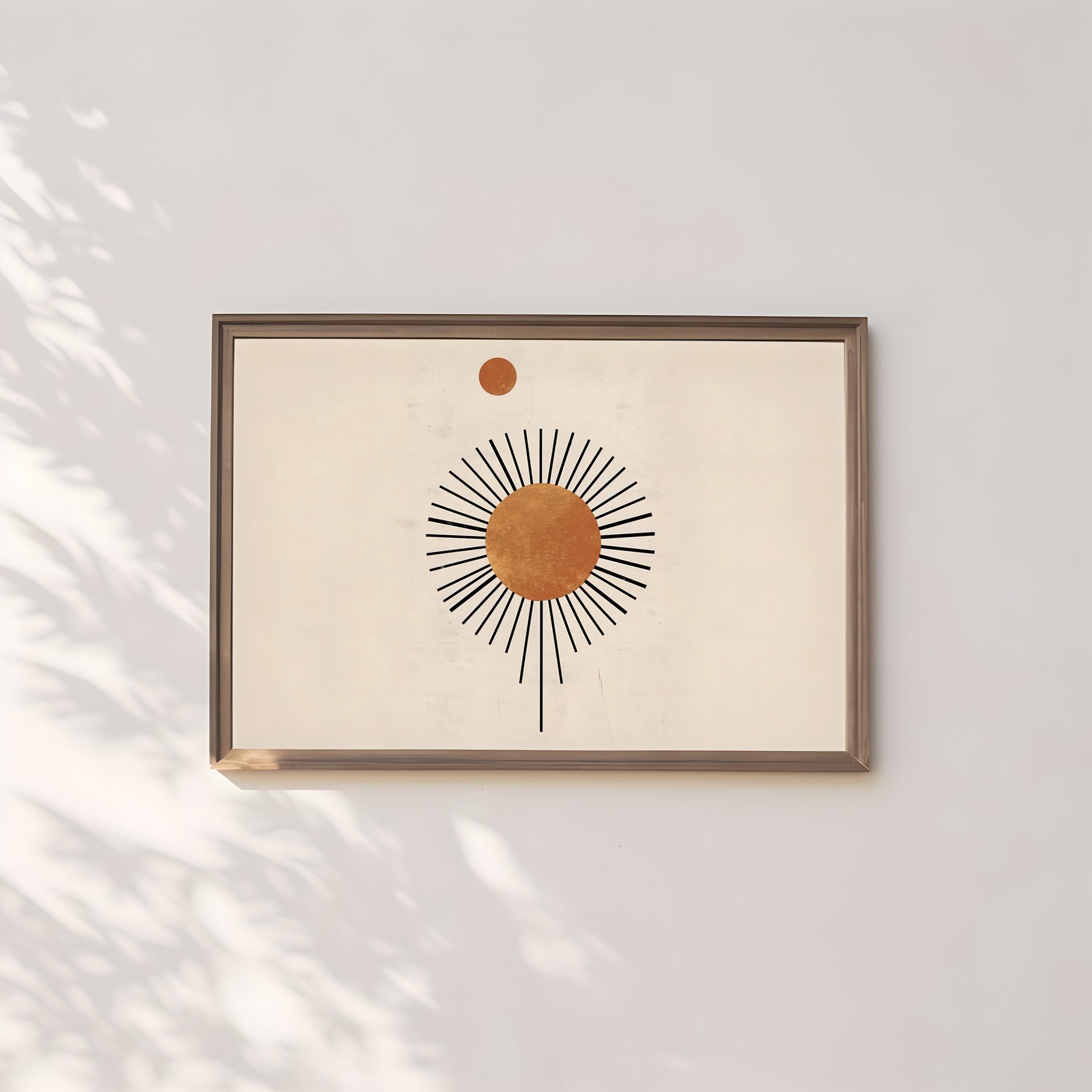 Abstract Sun Illustration: Boho Geometric Design - Minimalist Wall Art