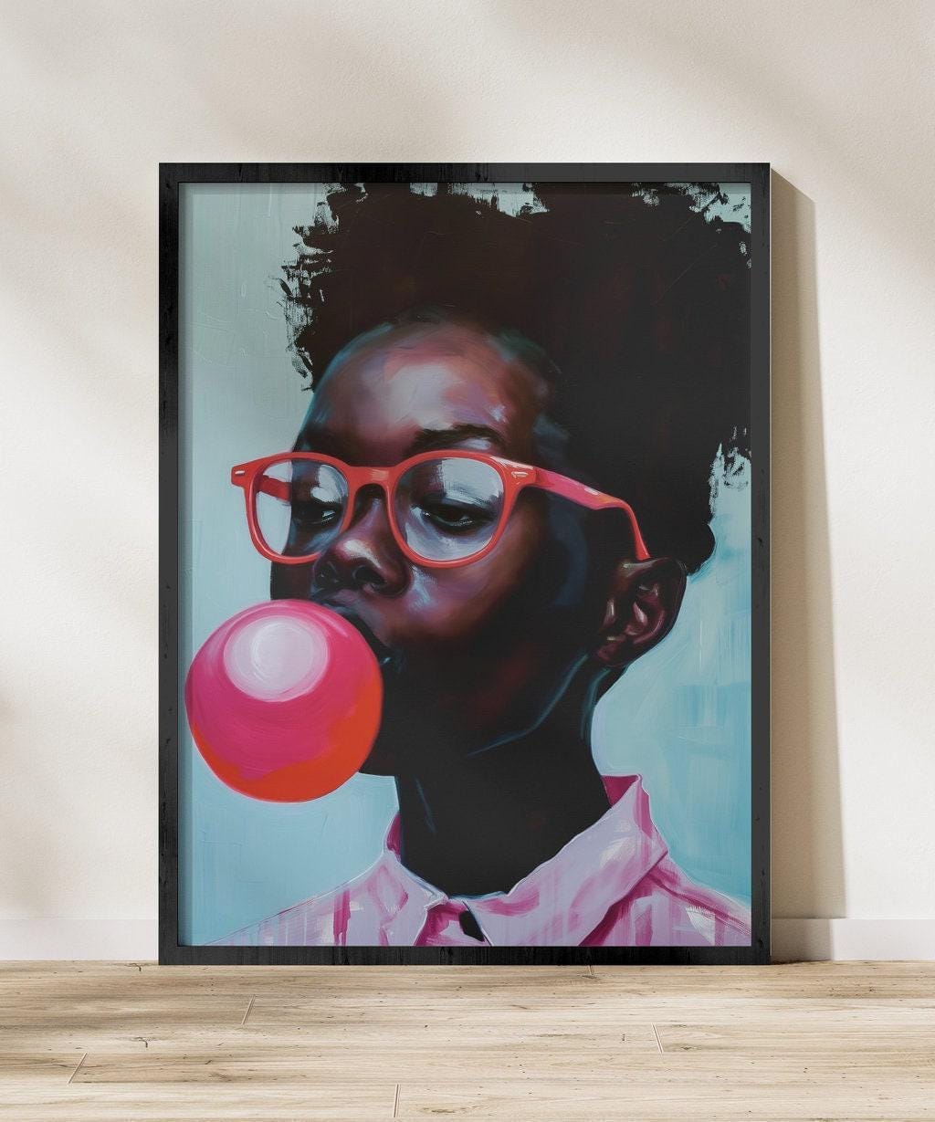 Bold Identity Print: Confident Girl with Glasses (Canvas or Matte Paper)