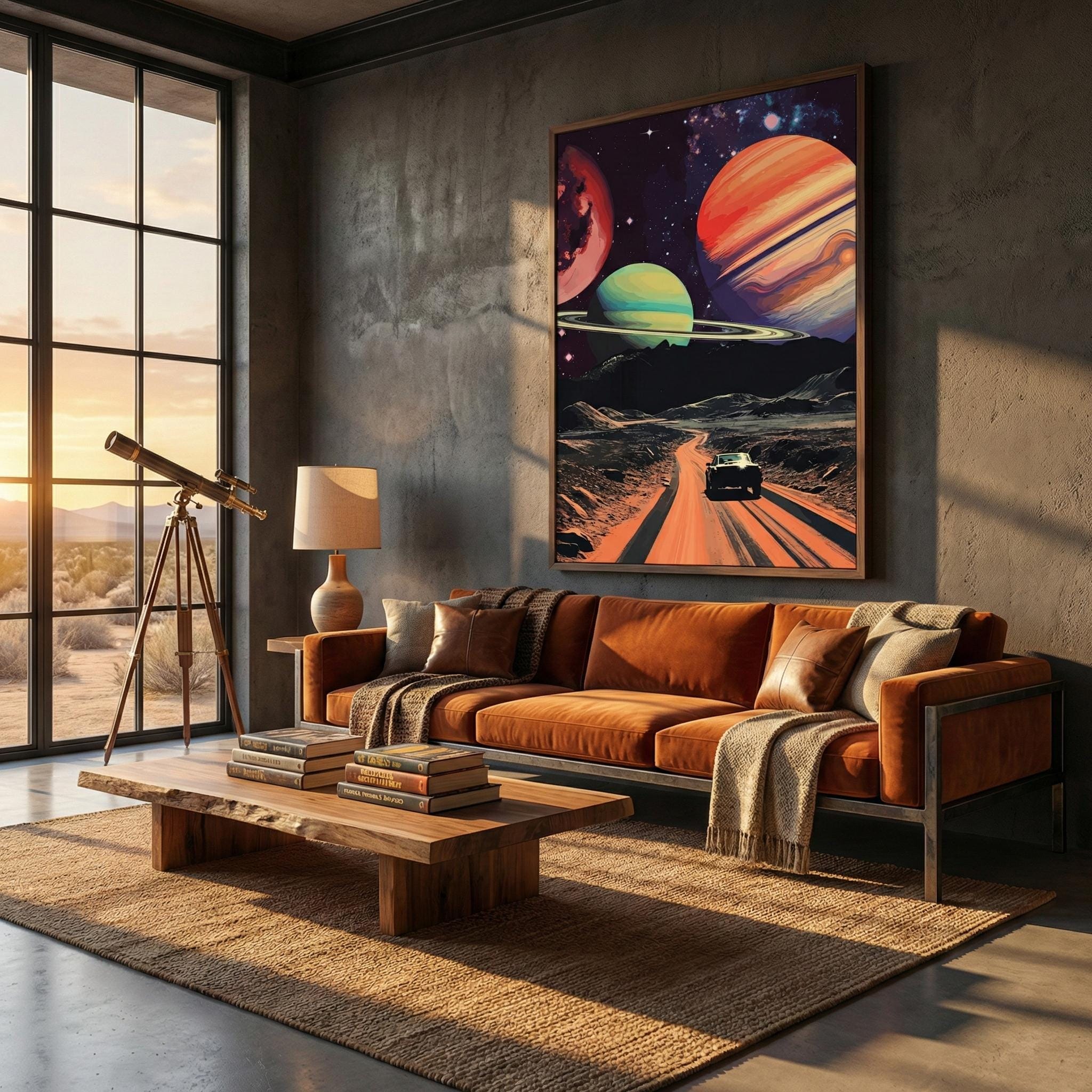 Space Drive Wall Art: Vintage Sci-Fi Collage (Self-Adhesive, Removable)