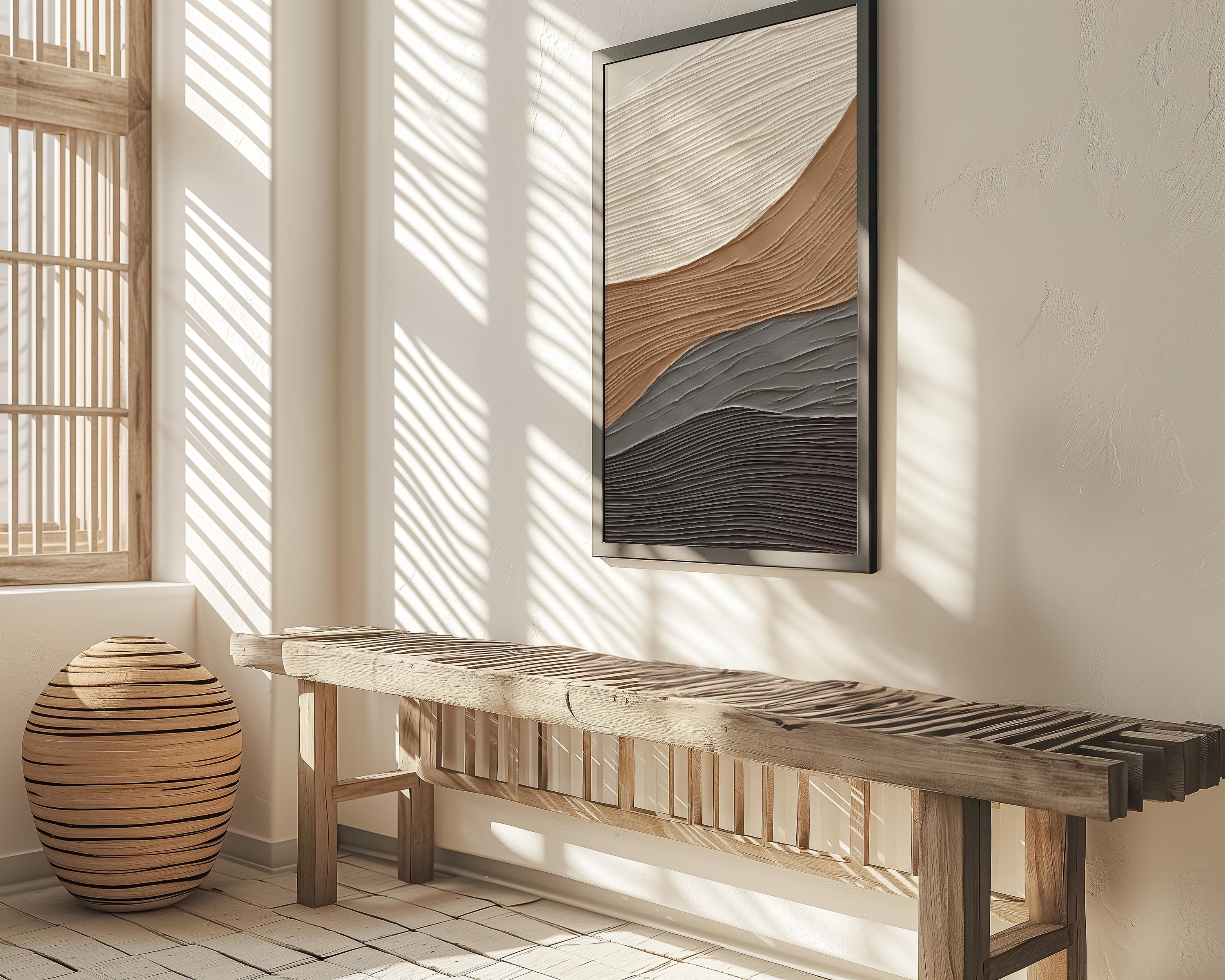 Earthen Waves: Minimalist Ocean Art Print | Framed Earth-Tone Wall Decor