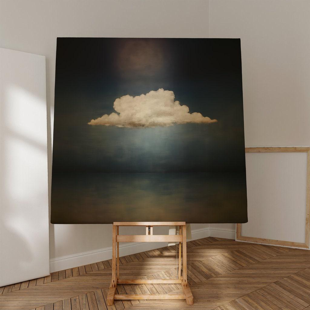 Vintage Moody Cloud Art - Minimalist Wall Decor | Serene Cloudscape Print