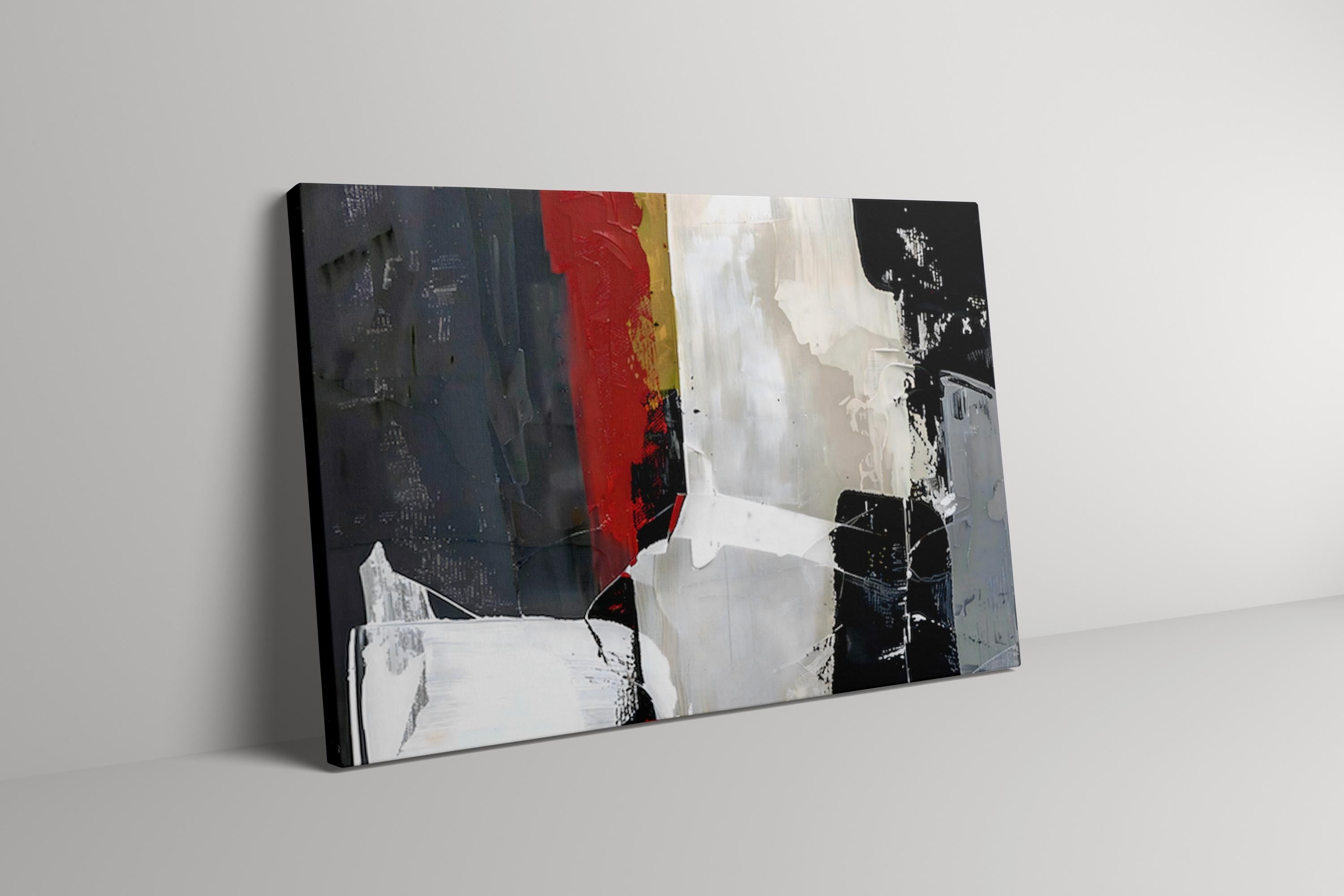 The Labyrinth: Red, Black & White Abstract Expressionist Art | Dynamic & Modern Wall Decor