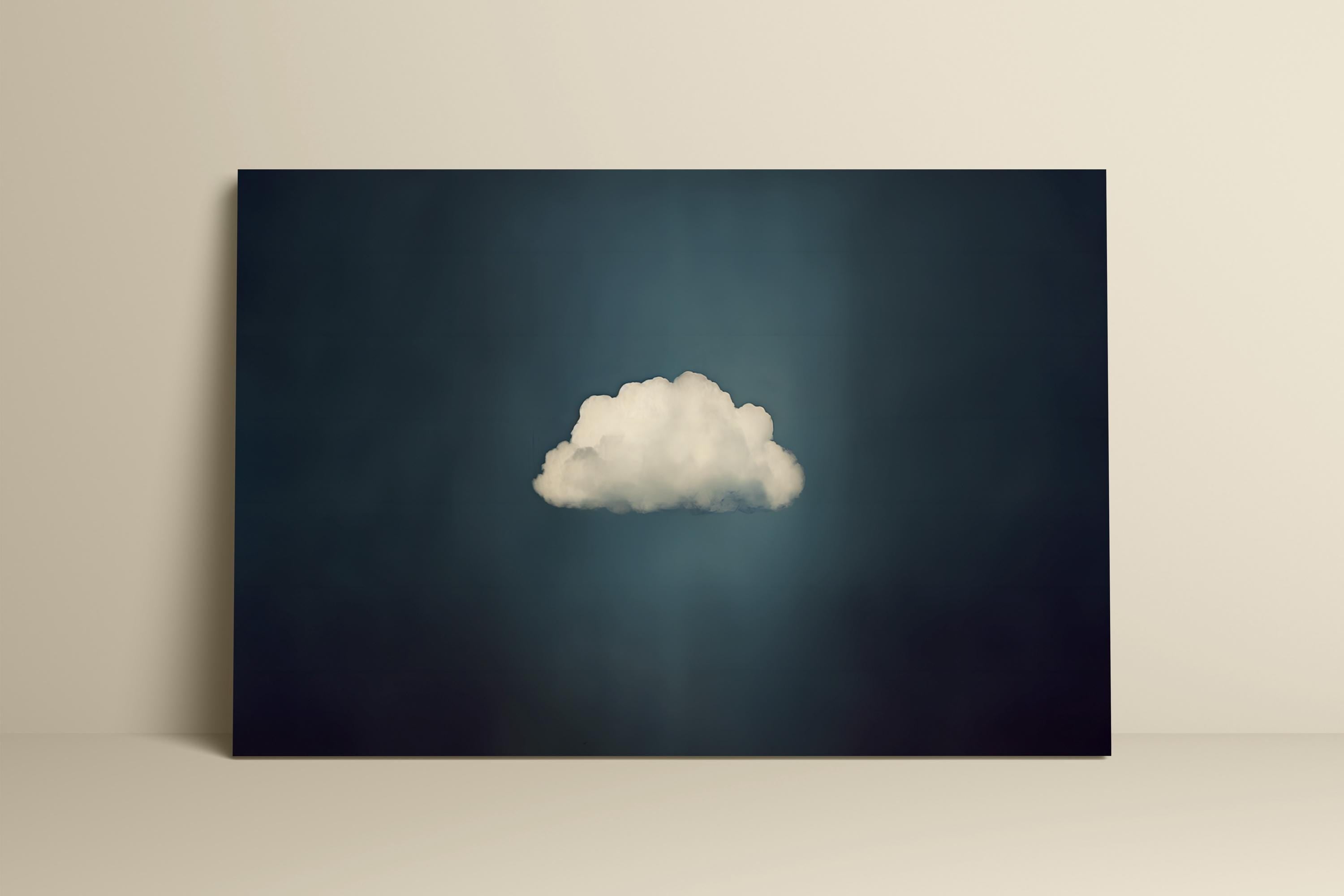 Emerald Serenity: Minimalist Moody Cloud Art Print | Calming Green & Black Wall Decor