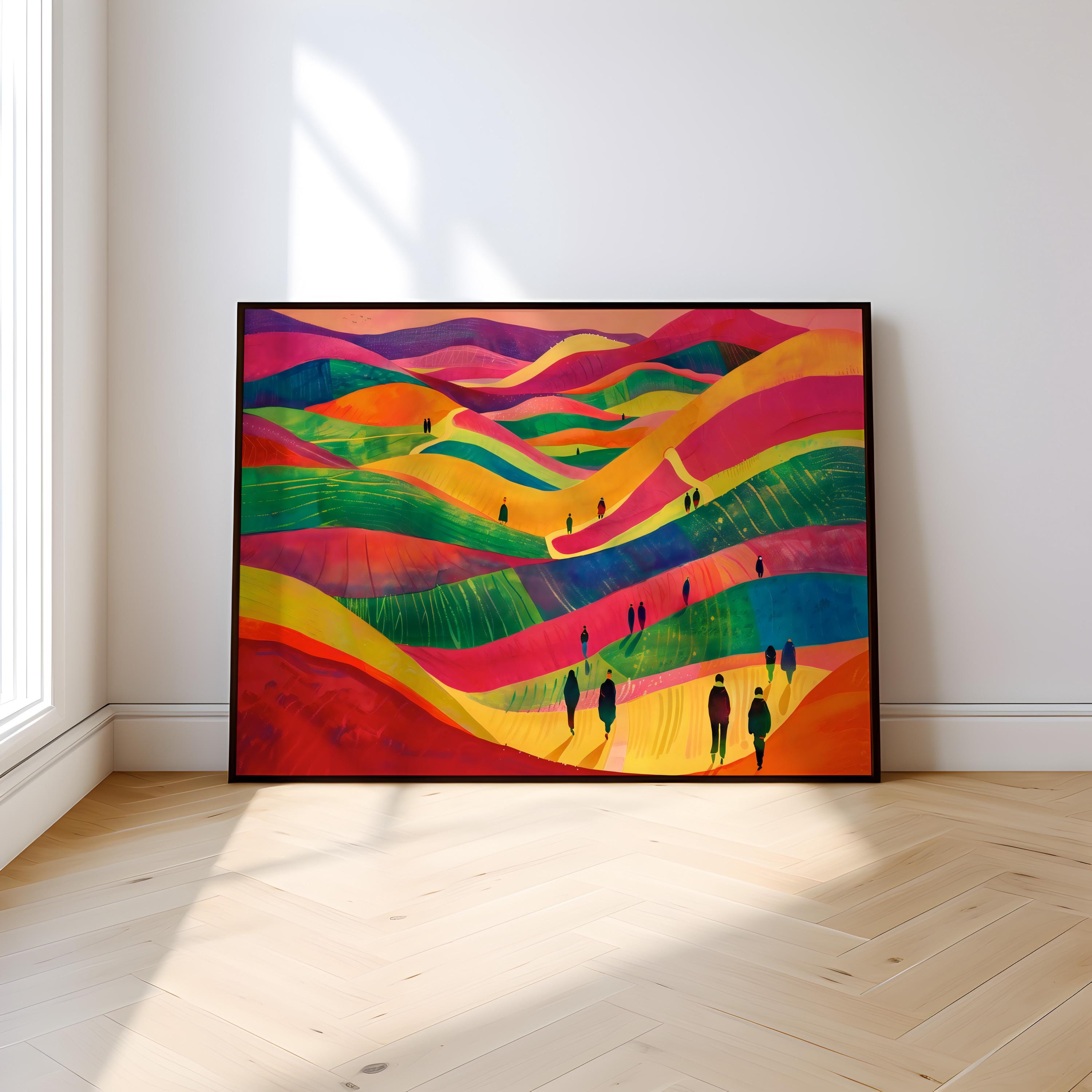 Dreamscape Journey: Surreal & Vibrant Abstract Landscape | Whimsical & Colorful Wall Art