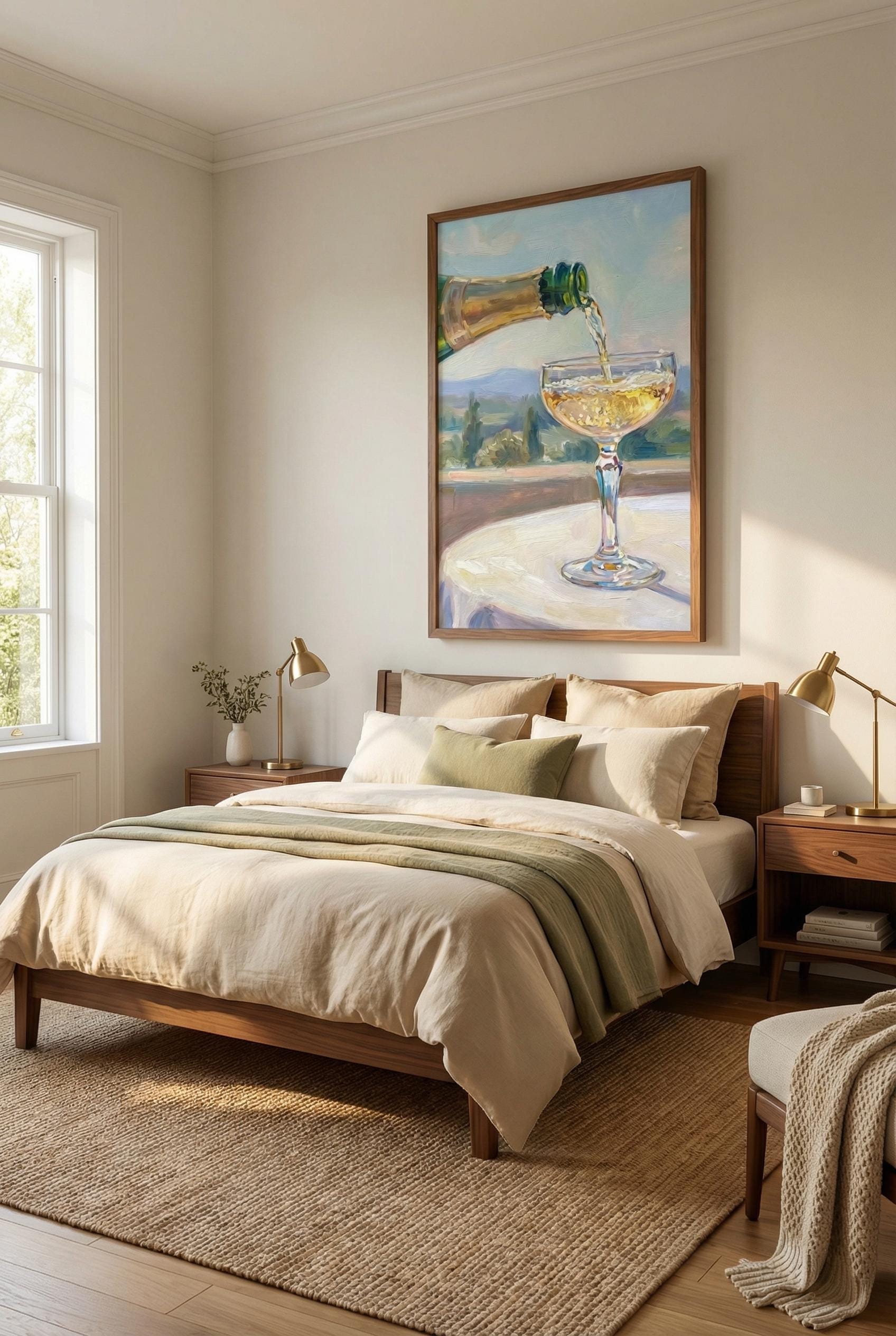 Champagne Pouring Wall Art: Elegant Home Decor Print