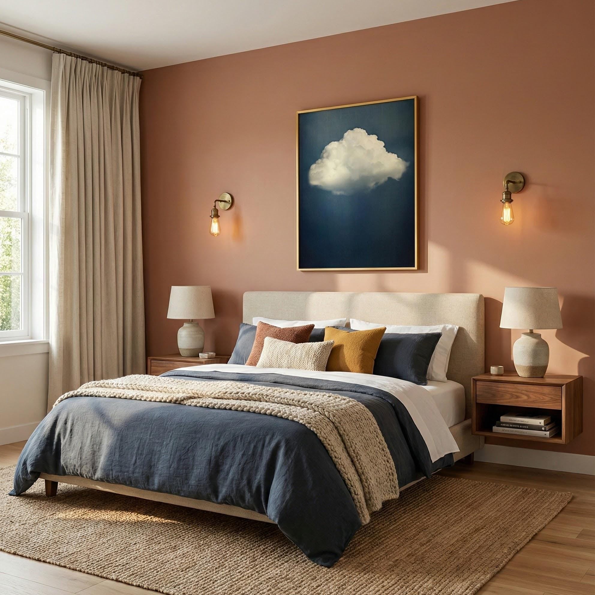 Moody Cloud Wall Art: Vintage Minimalist Sky for Bedroom or Office