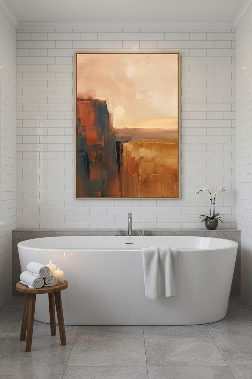 Desert Canyon Art Print - Southwest Wall Decor | Terracotta Cliff Minimalist Landscape