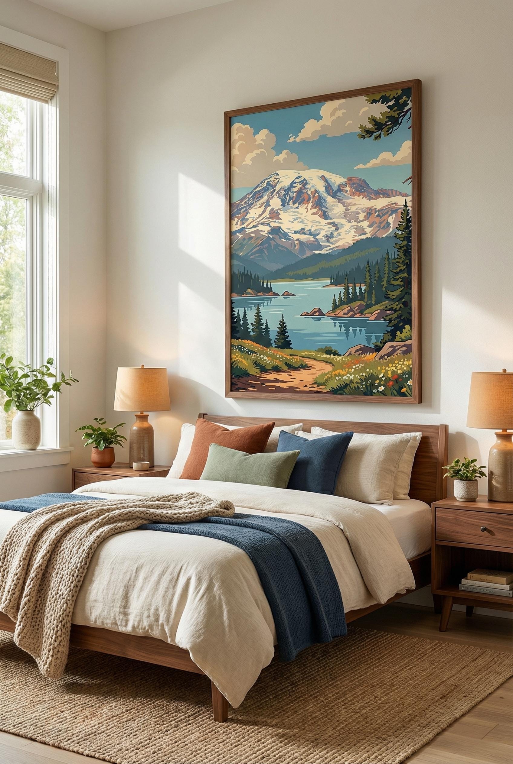 Landscape Wall Art Print: Mountain Lake View - Framed or Canvas