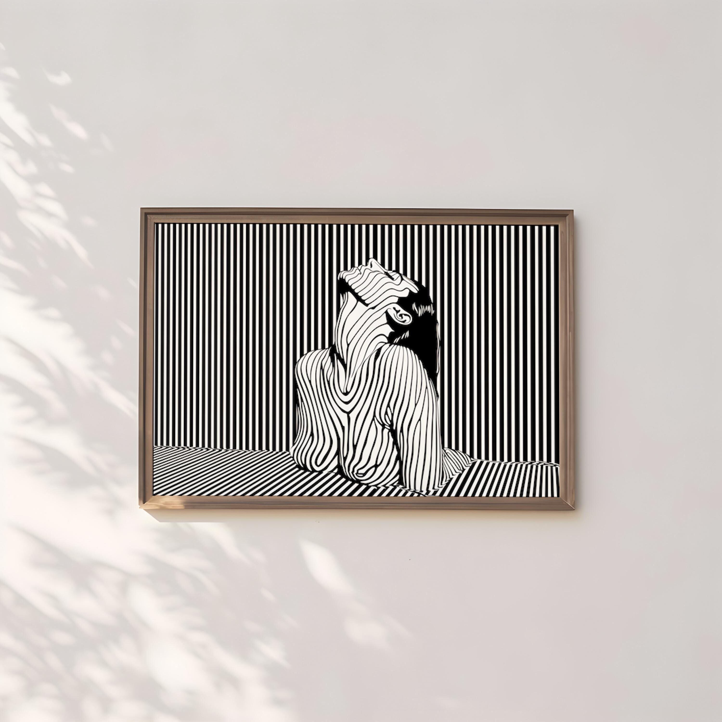 Canvas Art, Monochrome Marvel: Apollonia Saintclair Inspired Line Art Immersive Live Art