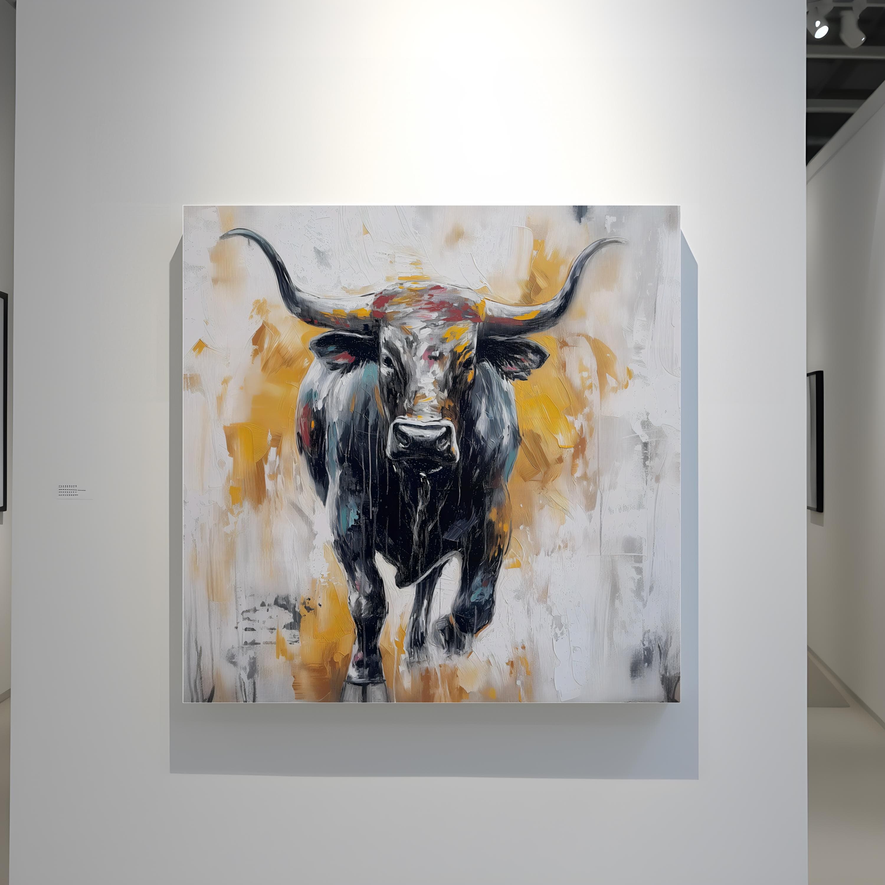 Bull Painting on Canvas: Abstract Animal Art (Farmhouse Style)
