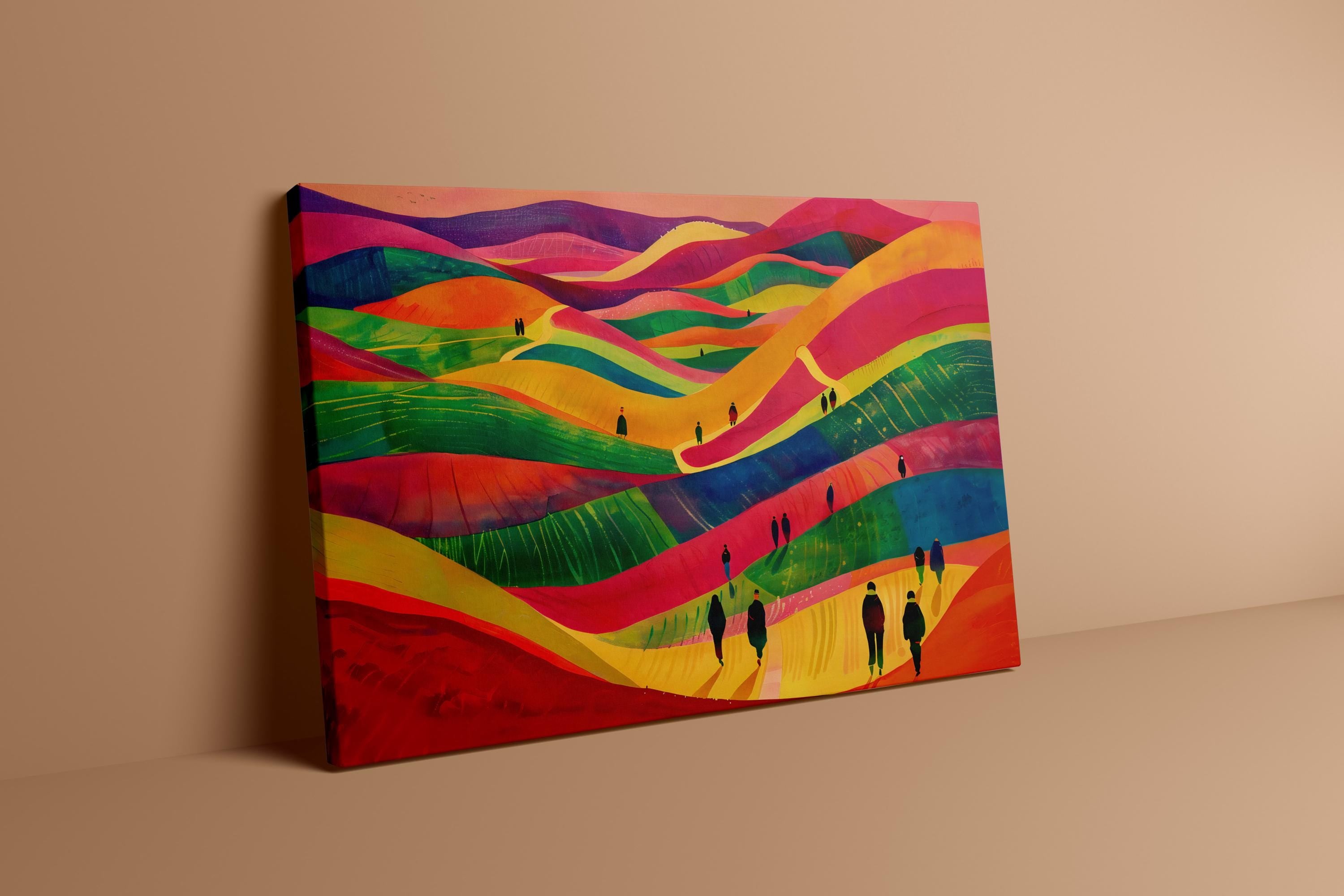 Dreamscape Journey: Surreal & Vibrant Abstract Landscape | Whimsical & Colorful Wall Art