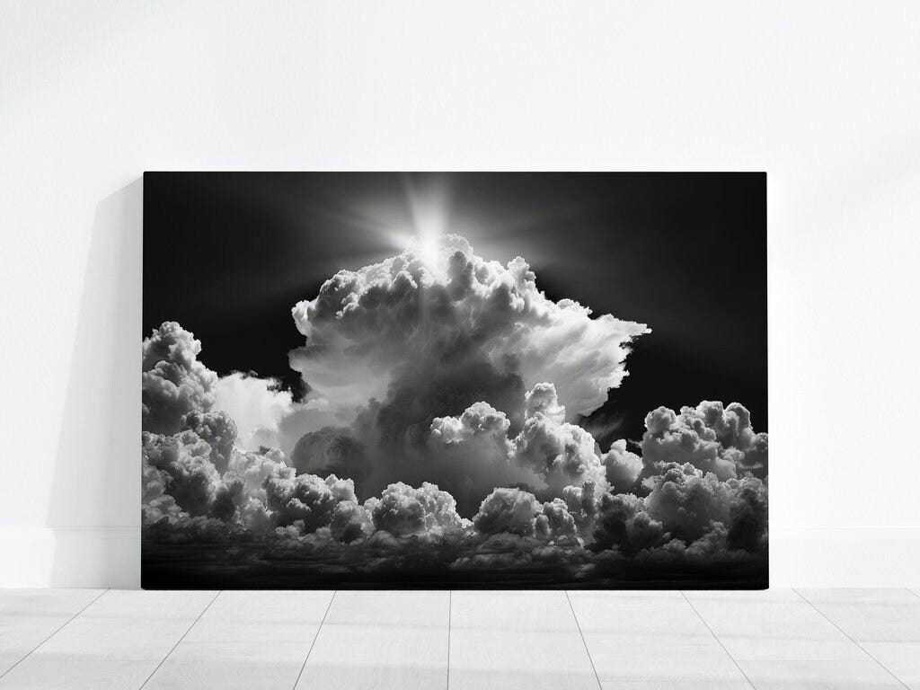 Sublime Sky: Dramatic Black & White Cloudscape Art | Awe-Inspiring Framed Canvas Decor