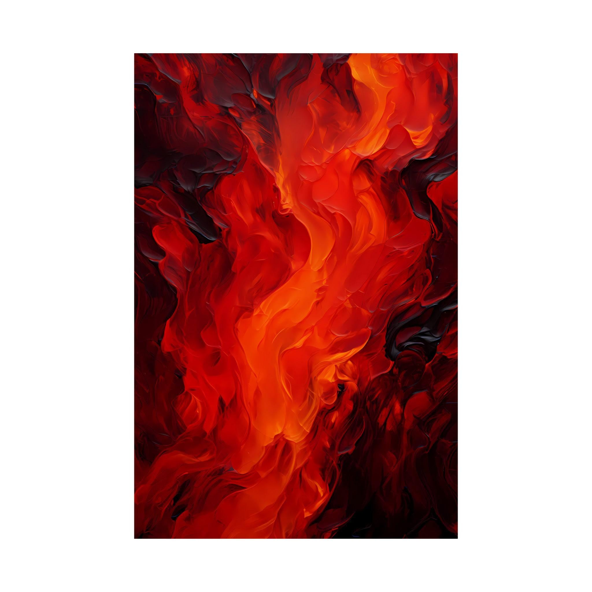 The Hearth Fire: Abstract Flame Painting in Red | Modern Farmhouse & Minimalist Wall Art