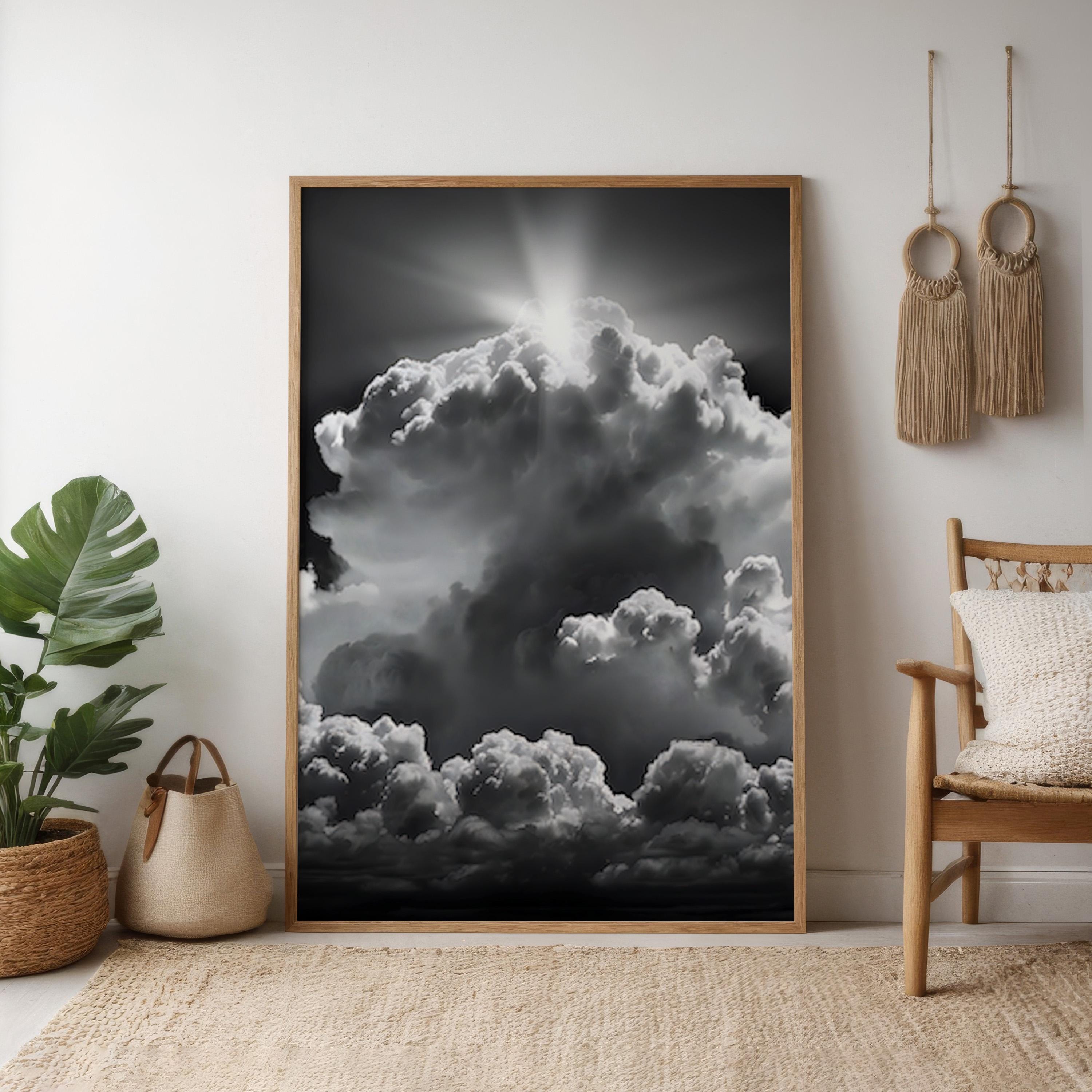 Sublime Sky: Dramatic Black & White Cloudscape Art | Awe-Inspiring Framed Canvas Decor