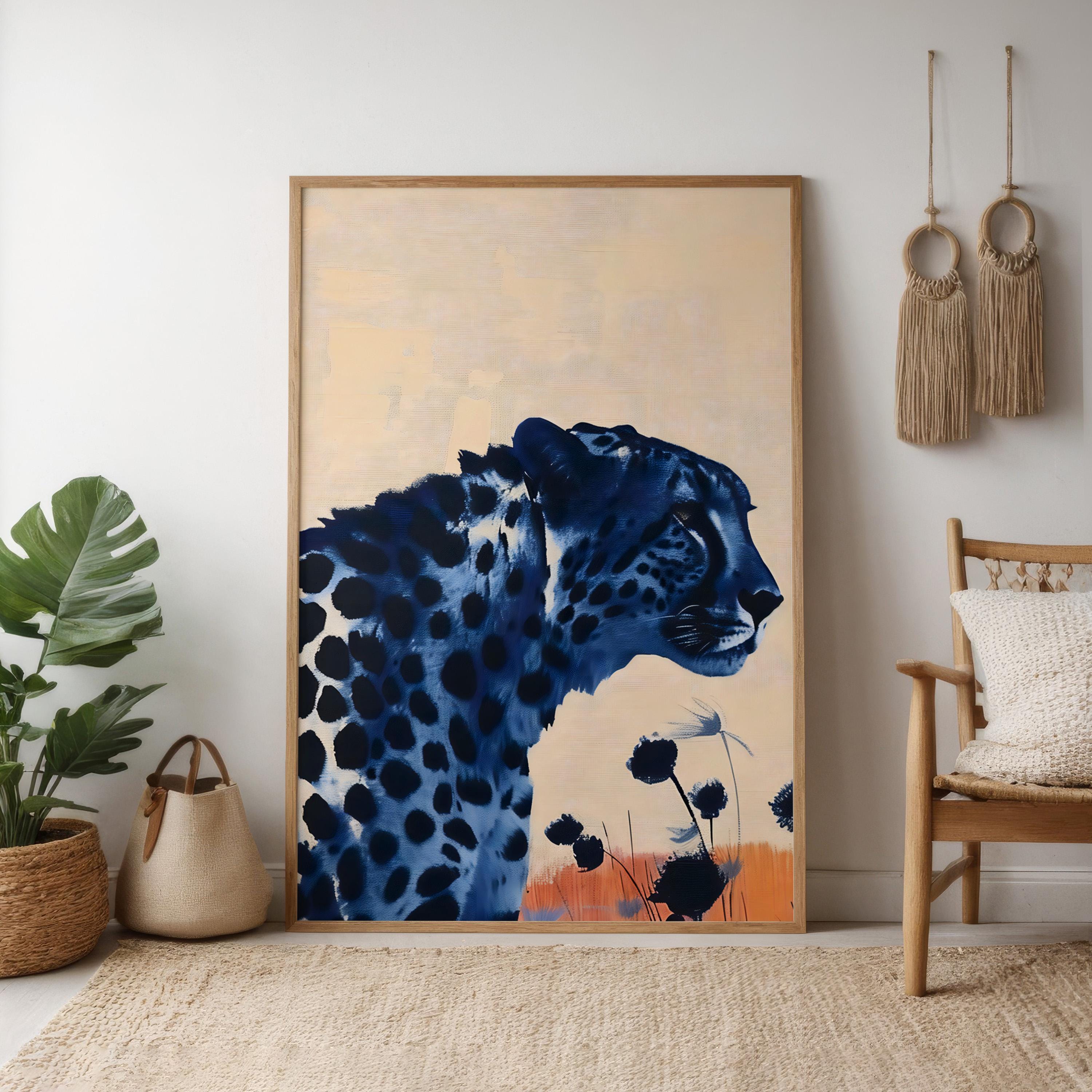 Desert Cat: Surreal Leopard in Desert Landscape | Vibrant & Modern Wildlife Art