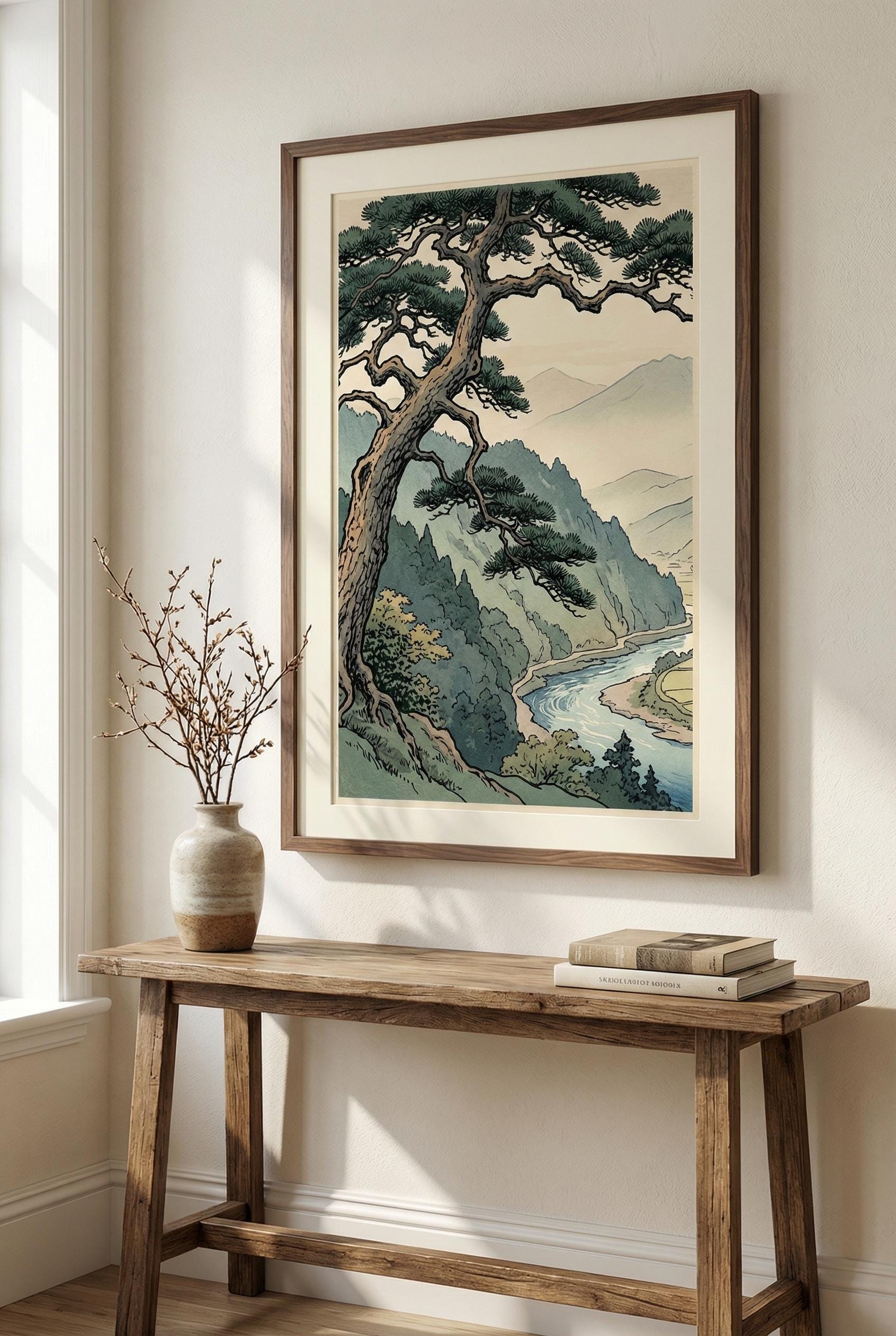 Wall Art Print: Japanese Tree Landscape - Matte or Canvas Options
