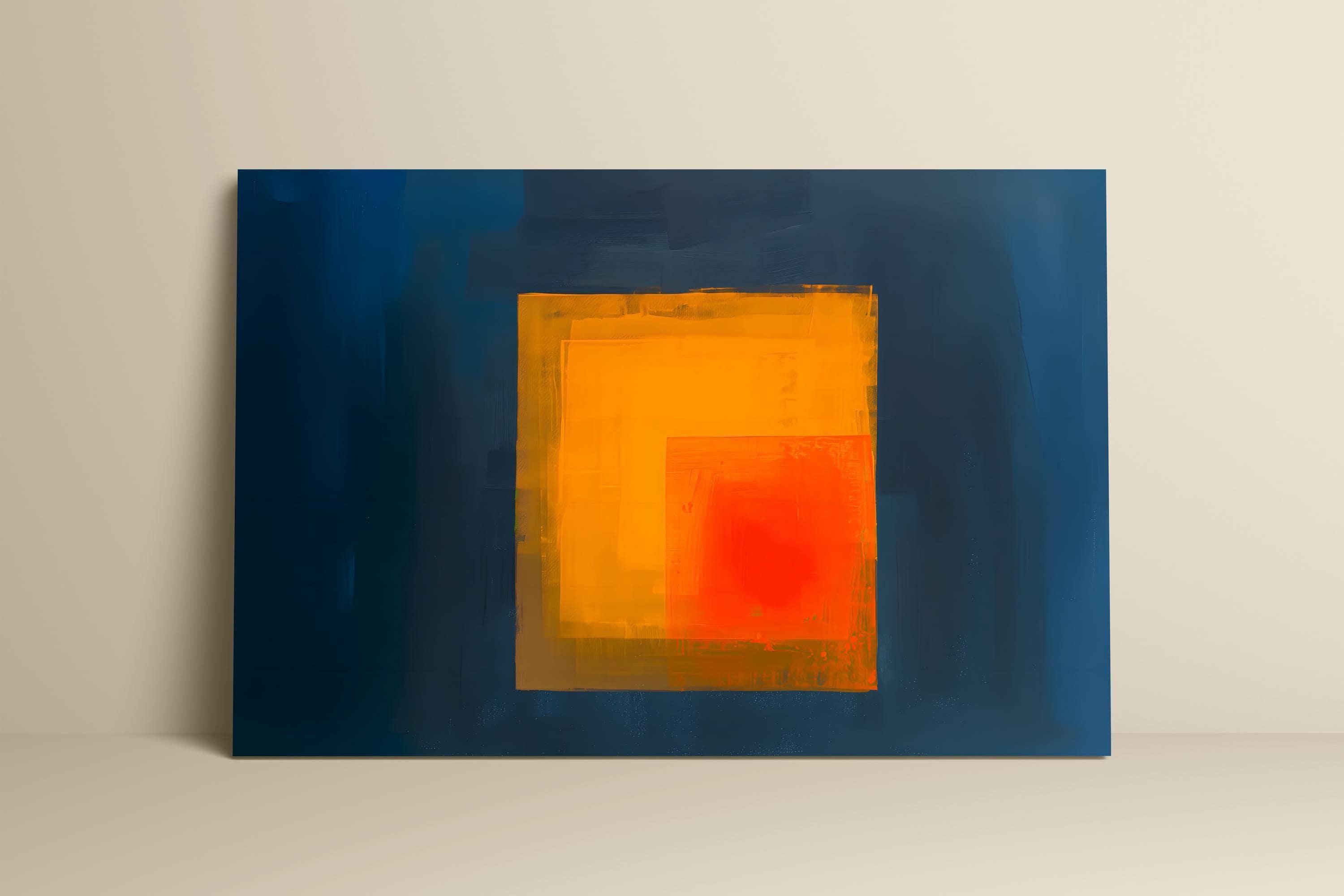 Minimalist Abstract Art Set - Warm Style in Yellow and Indigo