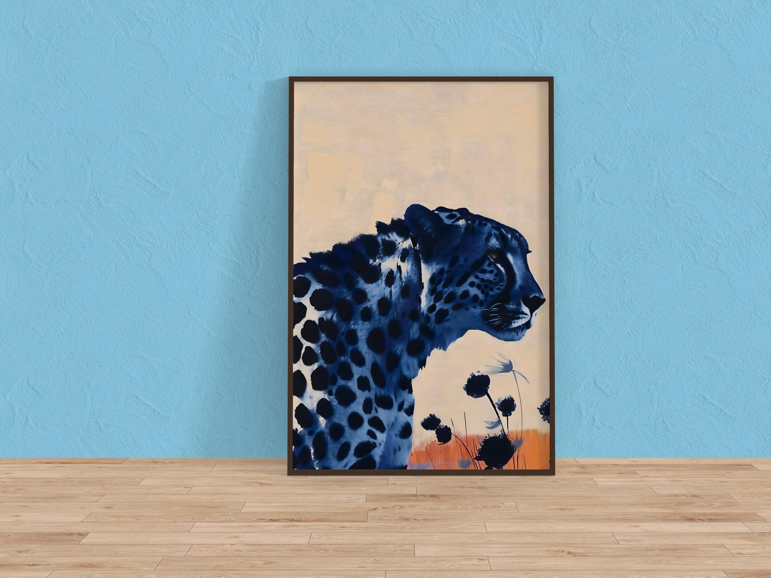 Desert Cat: Surreal Leopard in Desert Landscape | Vibrant & Modern Wildlife Art