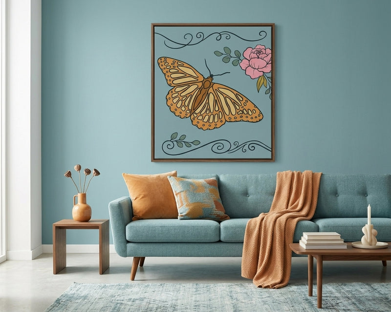 Enchanting Butterfly & Peony Floral Art Print
