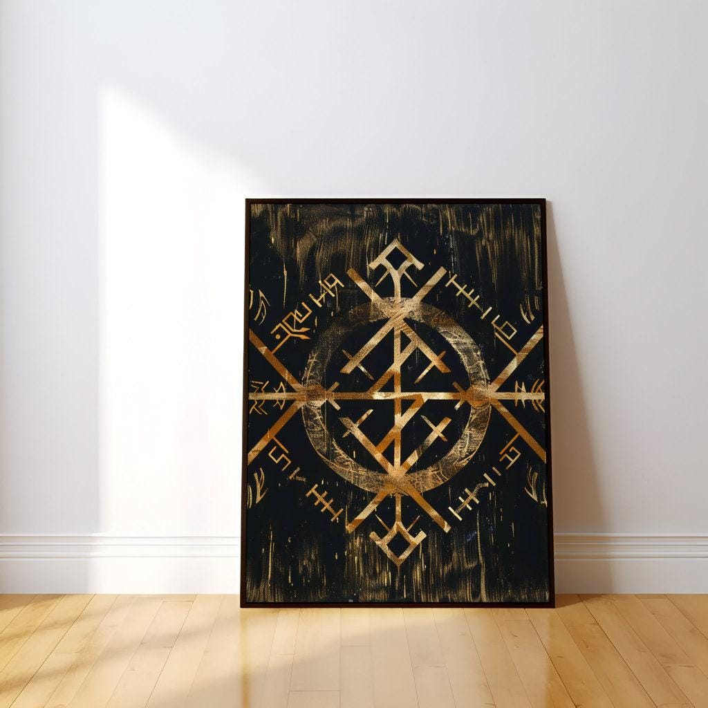 The Golden Sigil: Mystical Esoteric Symbol Art | Dark Academia & Occult Wall Decor