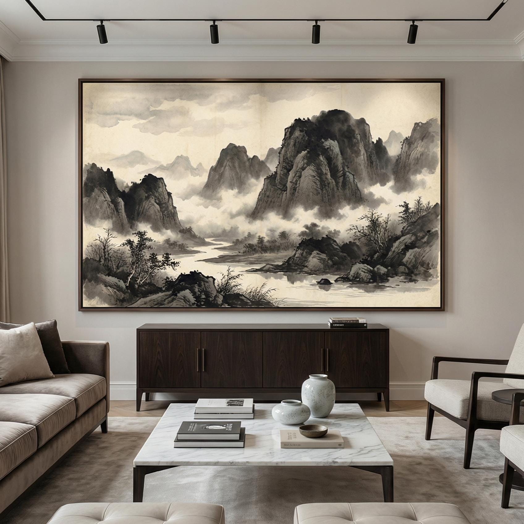 Japanese Mountain Wall Art - Nature Landscape Print for Home