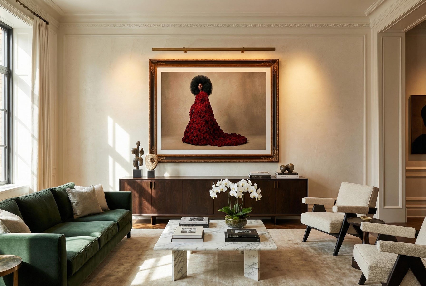 Flower Dress Wall Art: Black Woman Portrait (Framed or Canvas)
