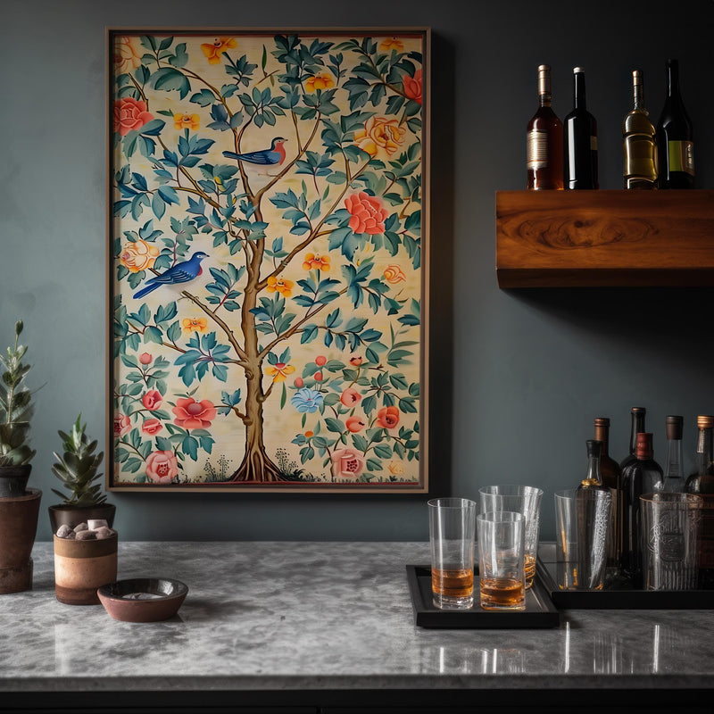 Vintage Indian Floral Art - Elegant Heritage Wall Decor | Canvas Gallery Wrap