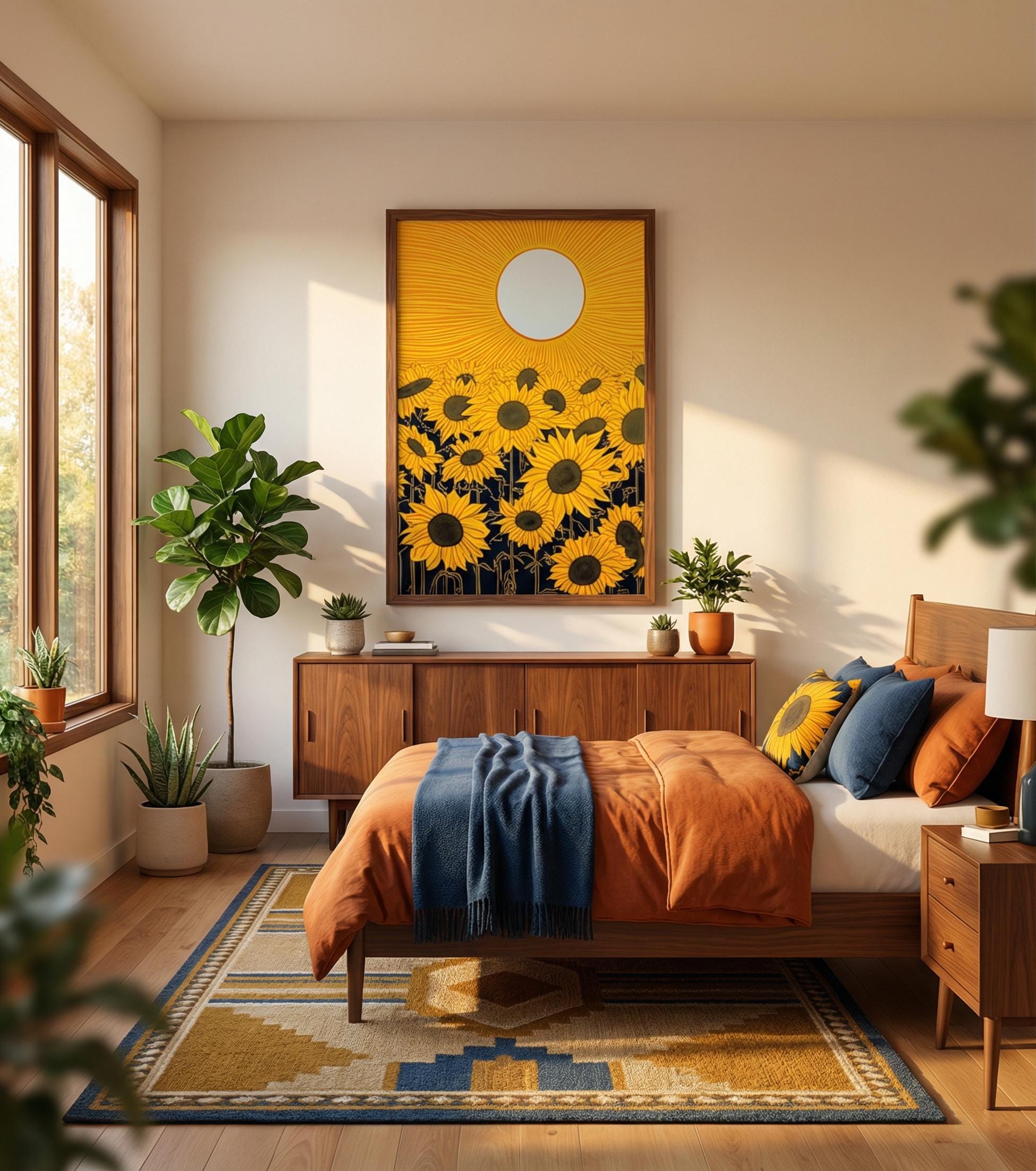 Sunflower Wall Art: Yellow Sun Design - Modern Farmhouse Style