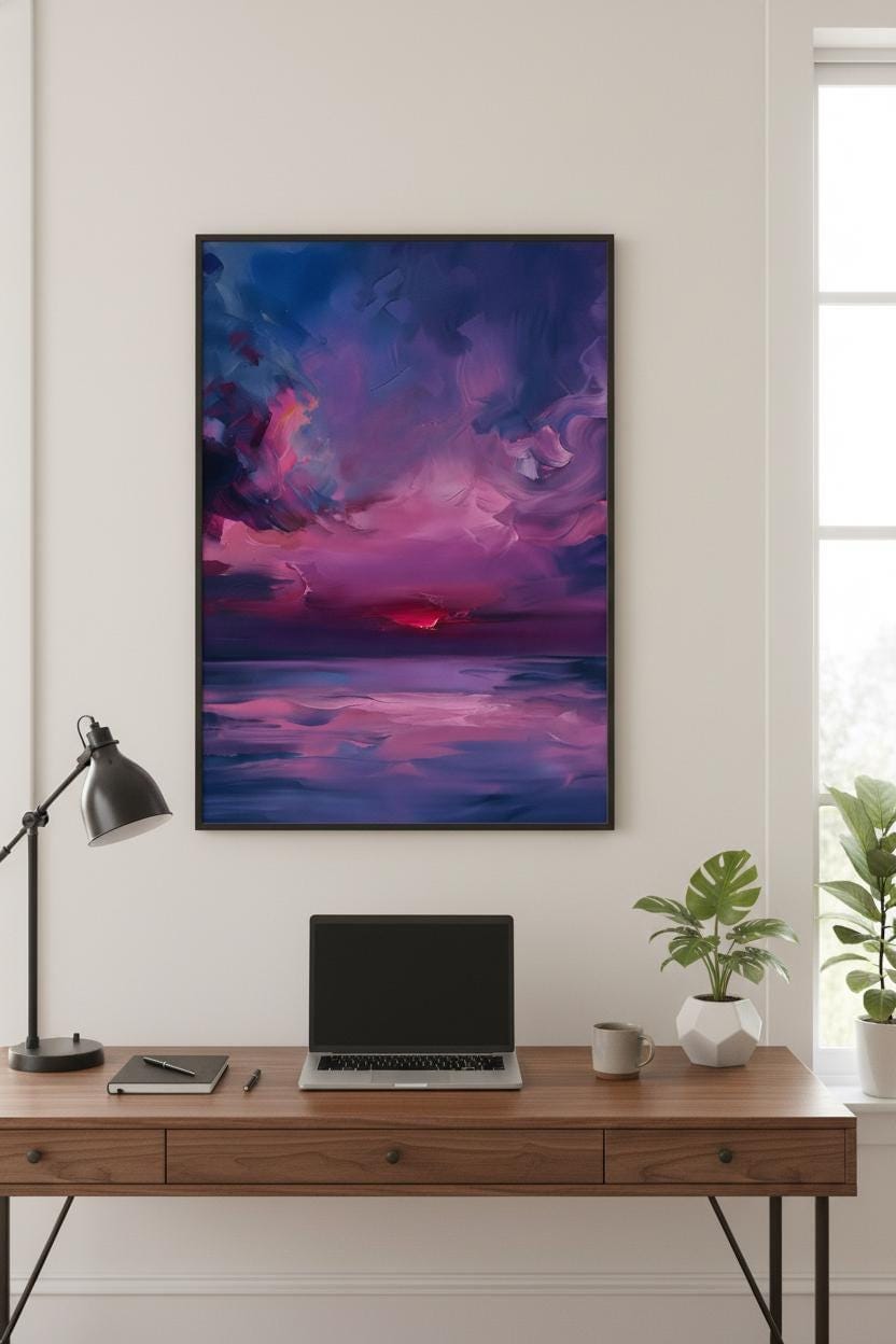 Sunset Sky Art Print - Vibrant Landscape Decor With Dramatic Cloud Formations