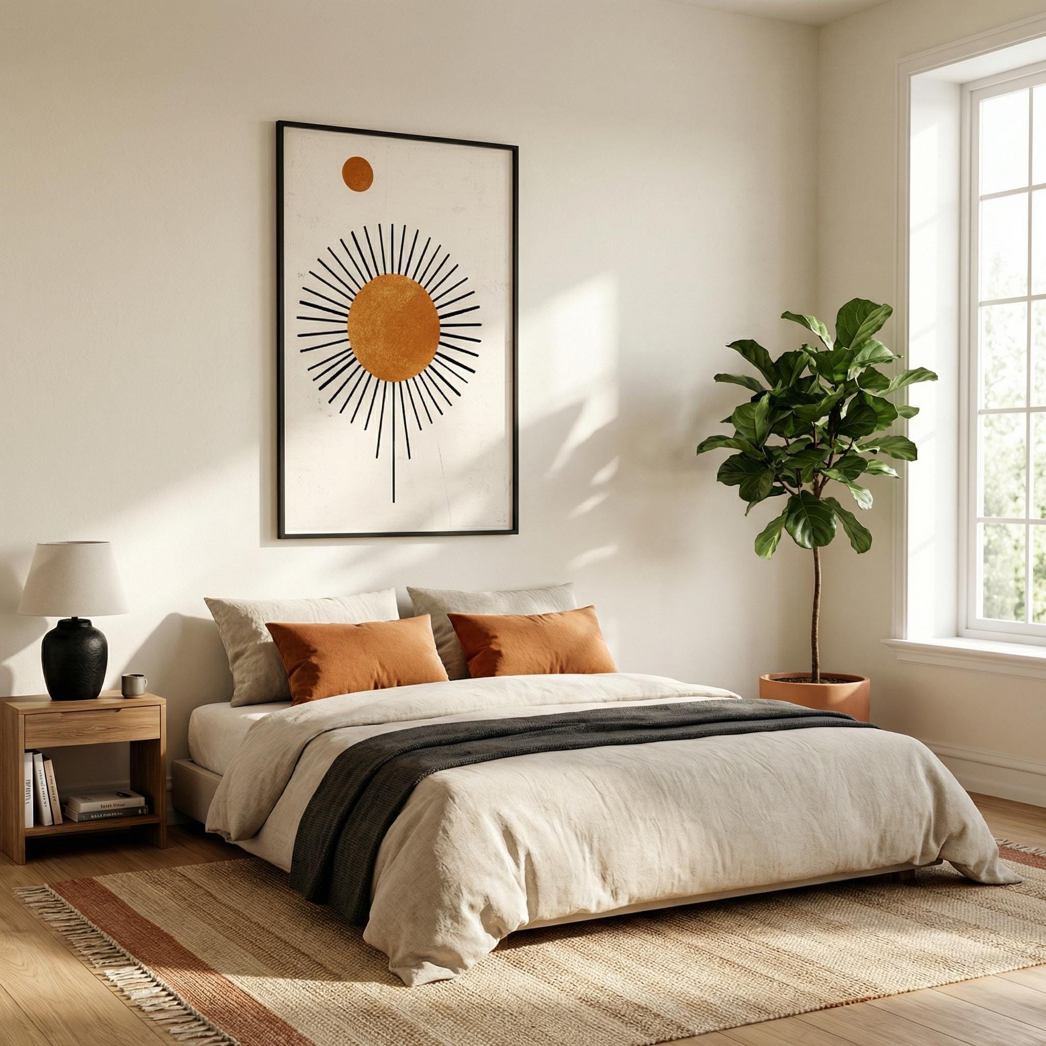 Abstract Sun Illustration: Boho Geometric Design - Minimalist Wall Art