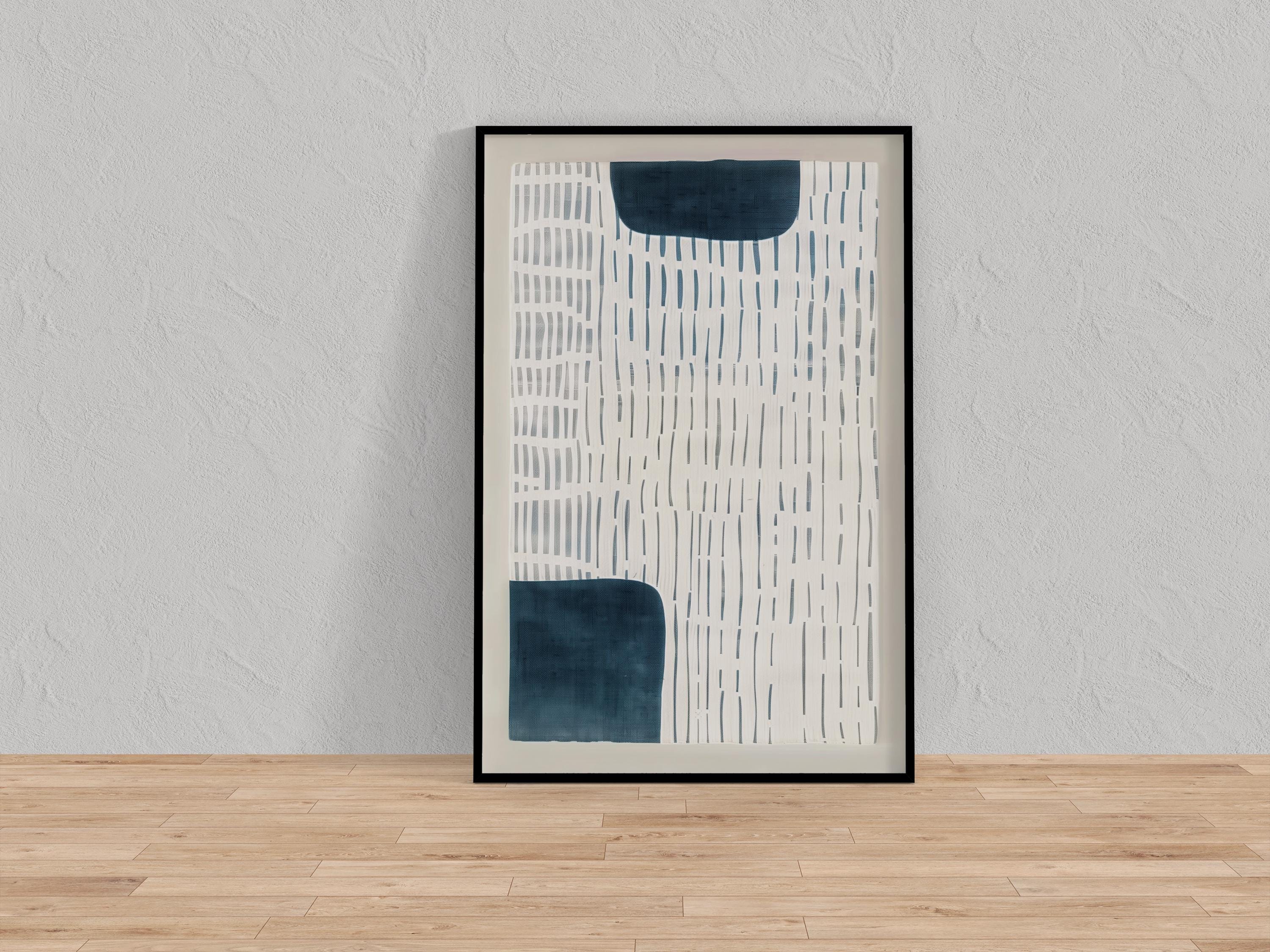 Serene Abstract Wall Art - White and Persian Blue Calm Flow