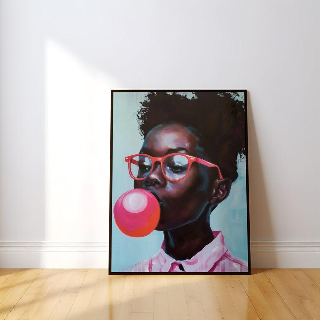 Bold Identity Print: Confident Girl with Glasses (Canvas or Matte Paper)