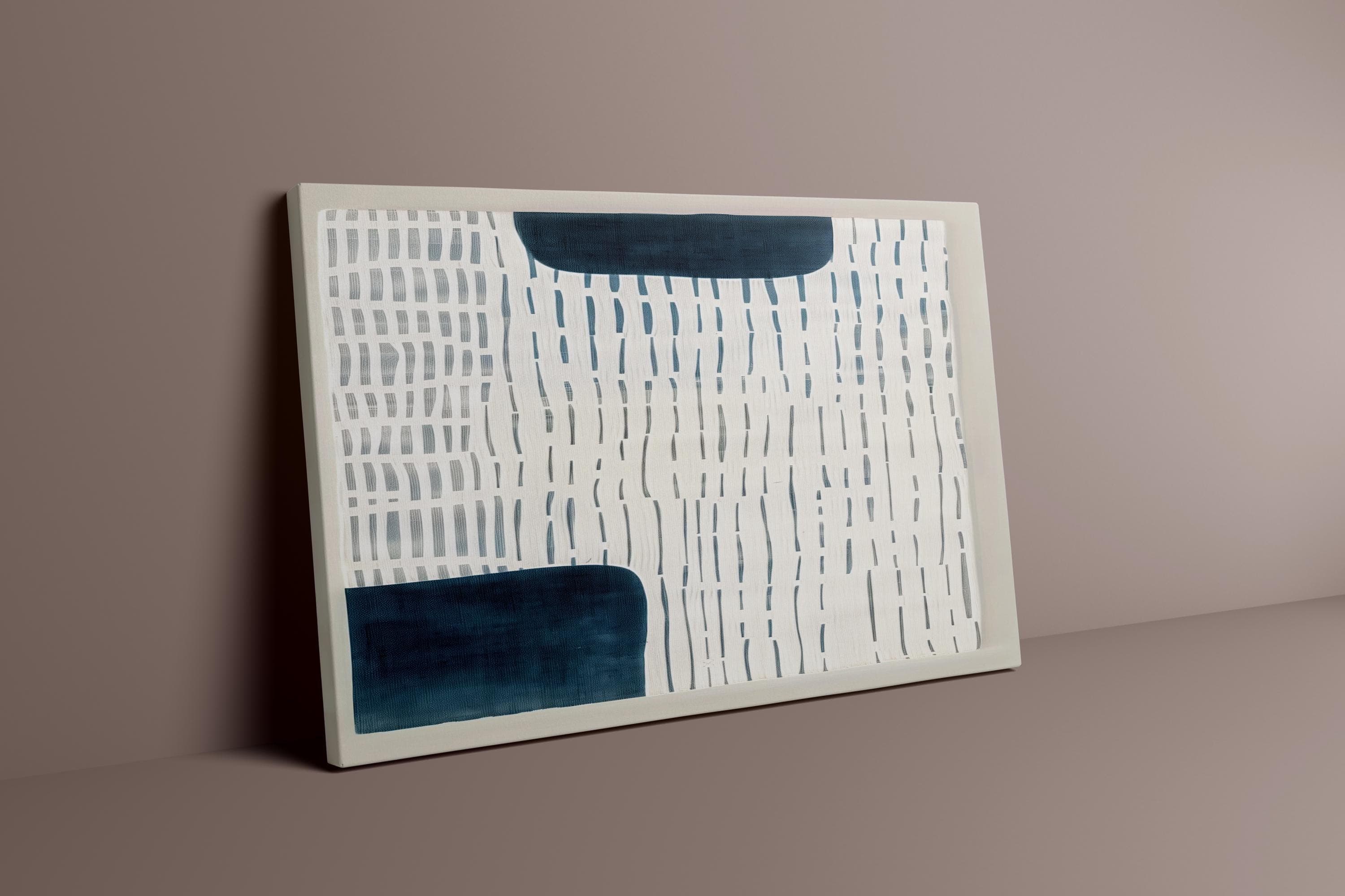 White Persian Blue Wall Art: Modern Abstract, Neutral Decor