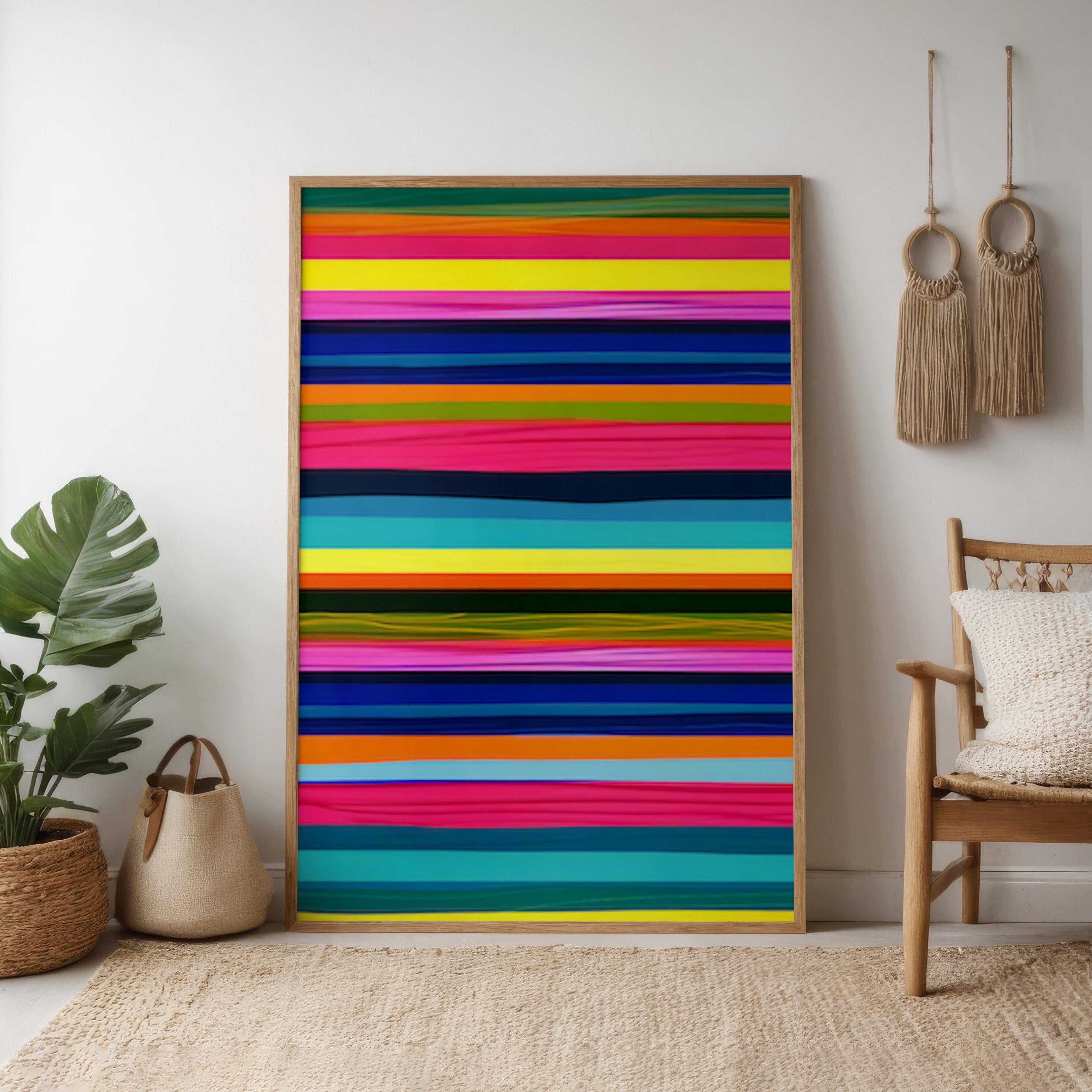 Vibrant Harmony: Modern Abstract Striped Canvas Art | Bold & Colorful Wall Decor