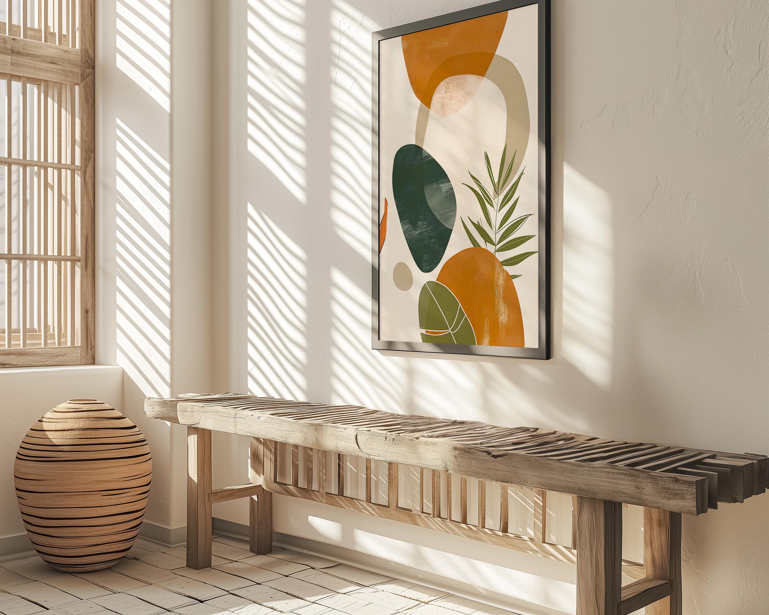 Tropical Rhythms: Mid-Century Modern Abstract Leaf Art | Boho Chic Wall Decor