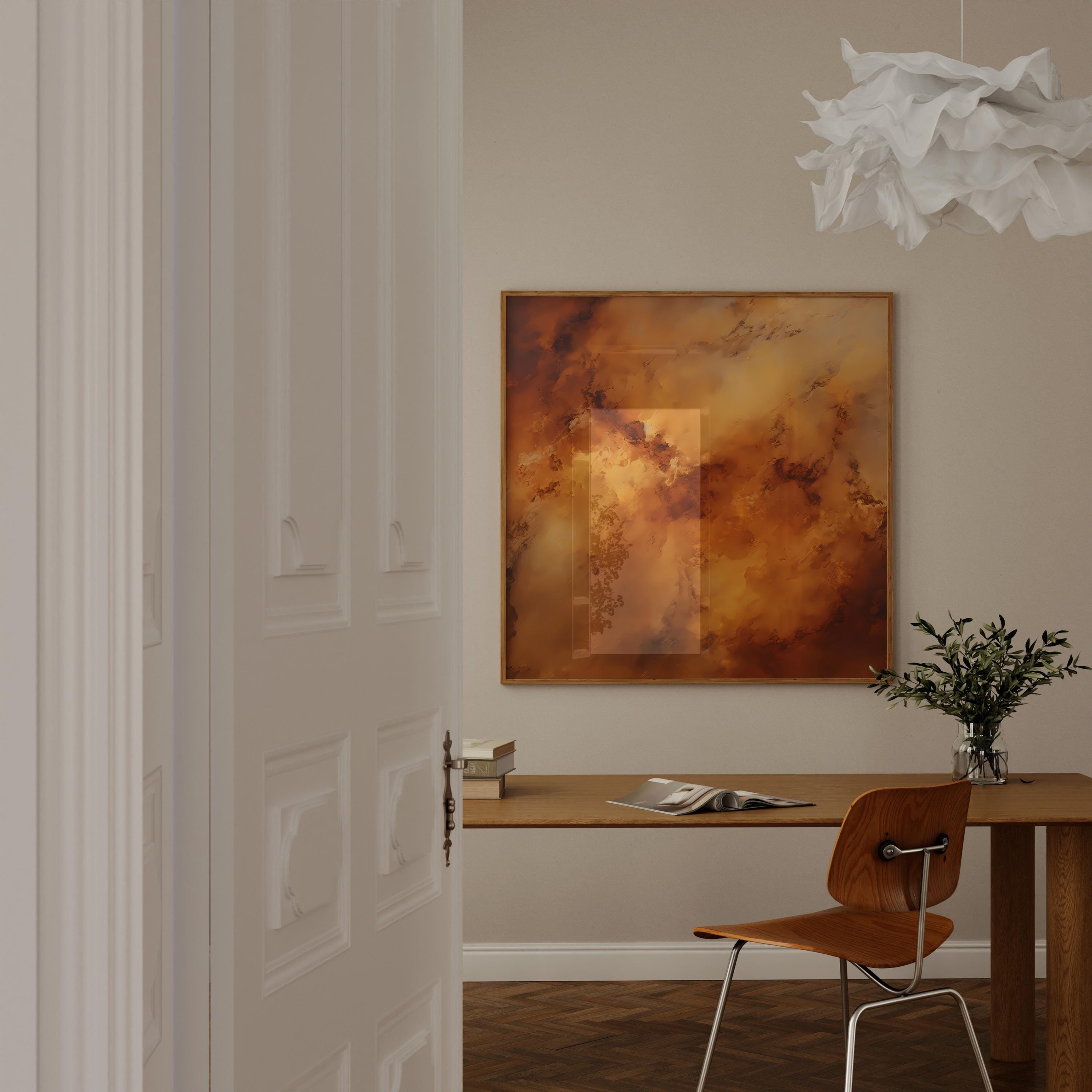 Earthen Harmony: Abstract Earth-Tone Art Print | Grounding & Serene Framed Wall Decor