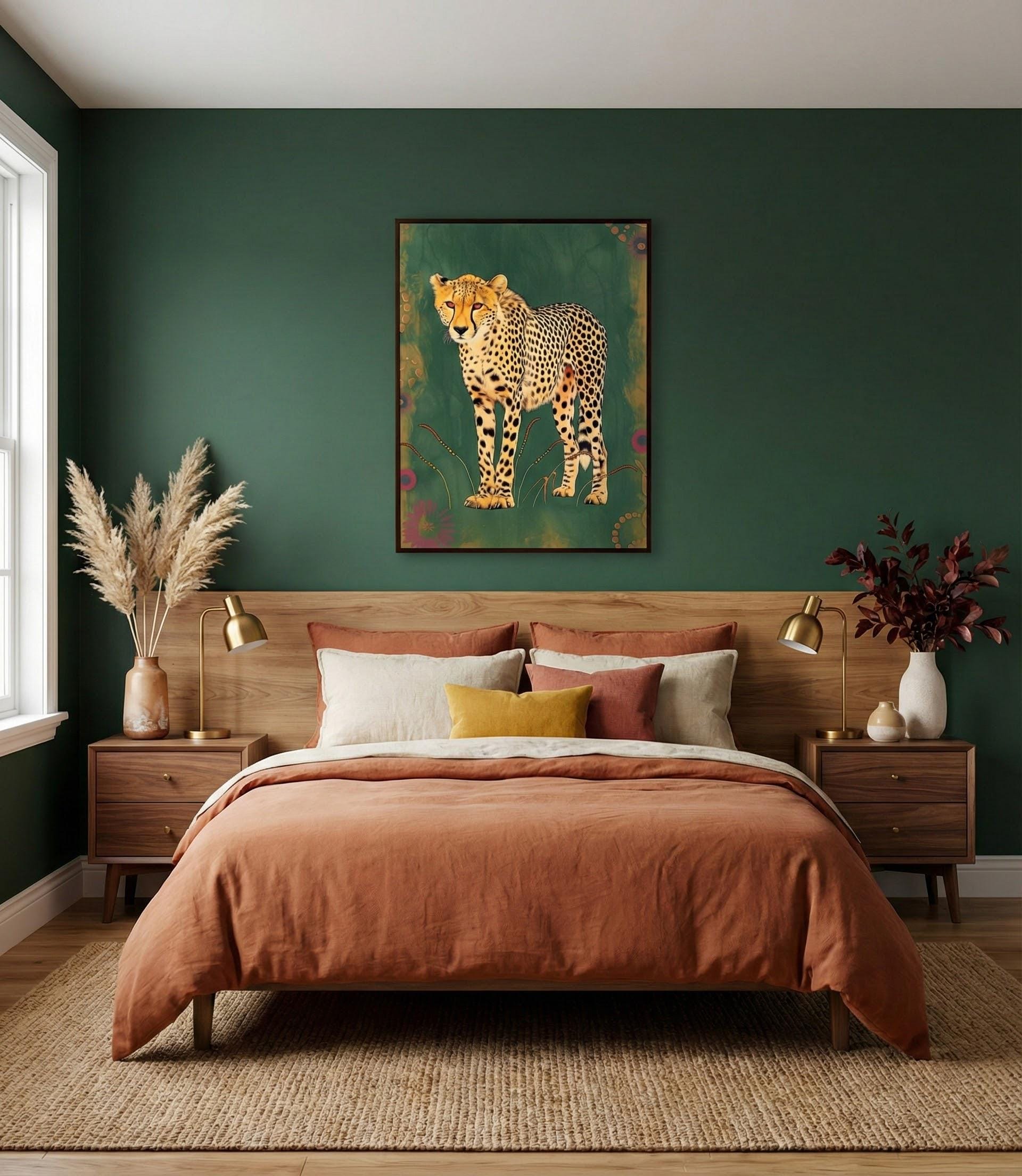 Bohemian Cheetah Canvas Art, Modern Wildlife Patterns (Ready to Hang)