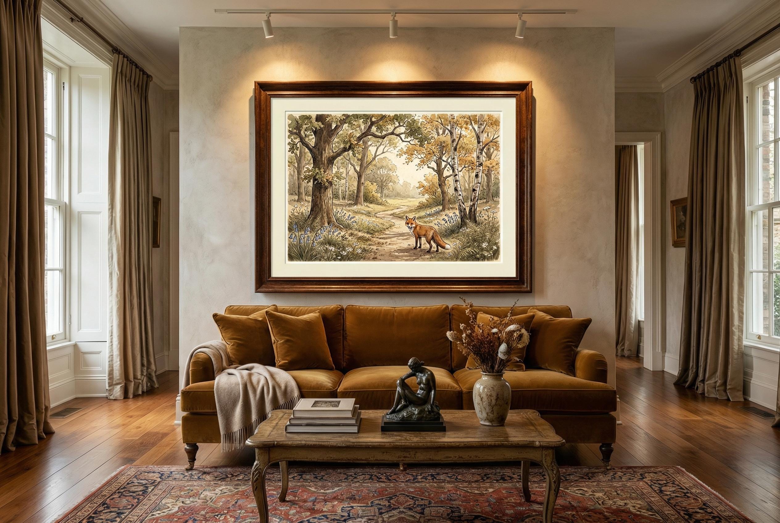 Art Print: Fox and Wine Glass - Matte, Canvas, Framed