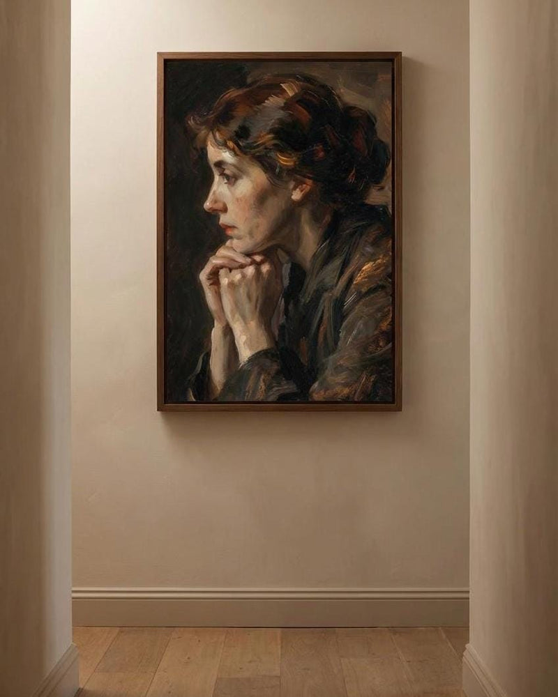 Woman Portrait Print: Vintage Muted Palette (Living Room or Bedroom Decor)