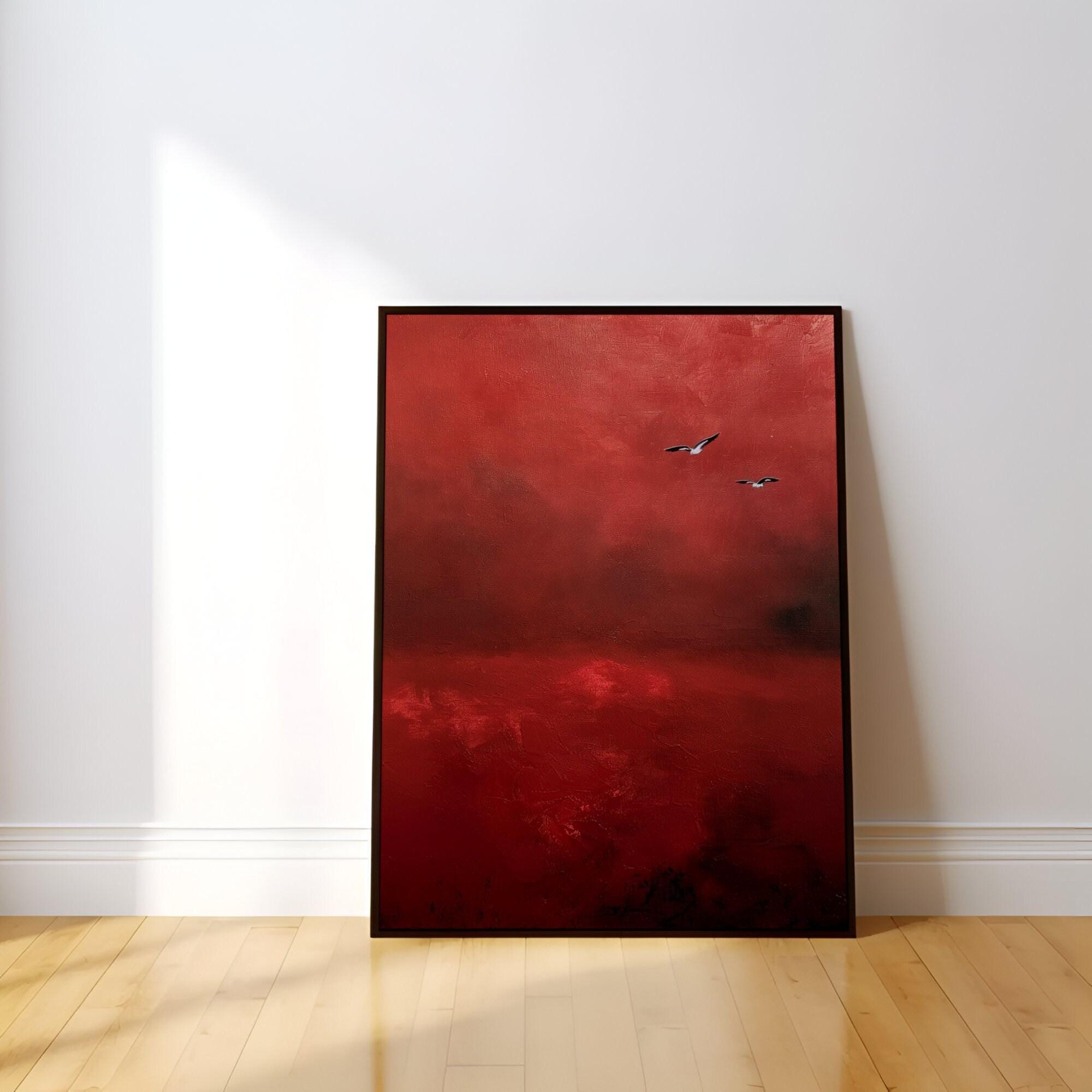 Crimson Sky Canvas Art - Vibrant Red Abstract Minimalist Design