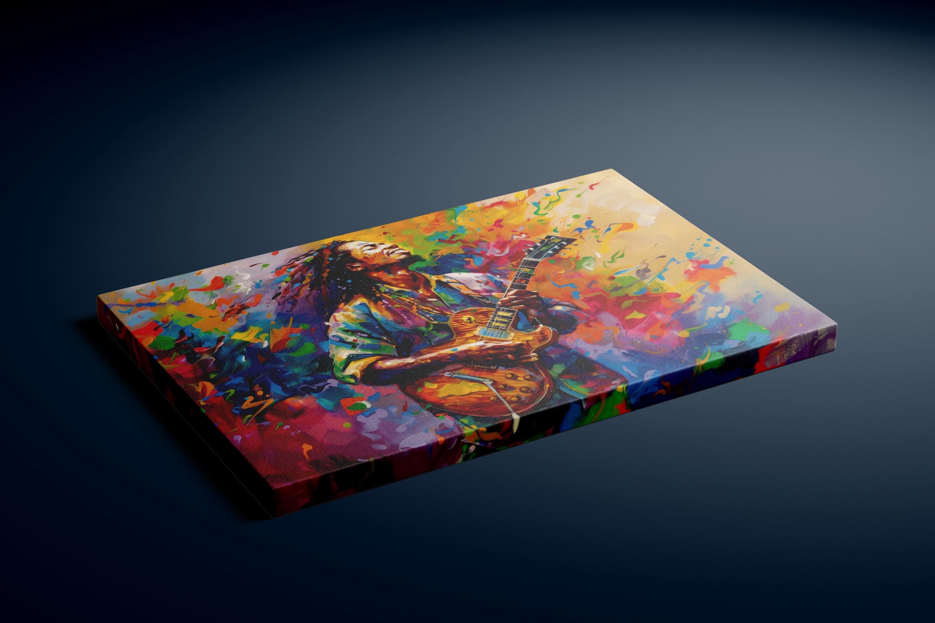 Electric Soul: Vibrant Guitarist Abstract Art | Colorful & Expressive Music Wall Decor