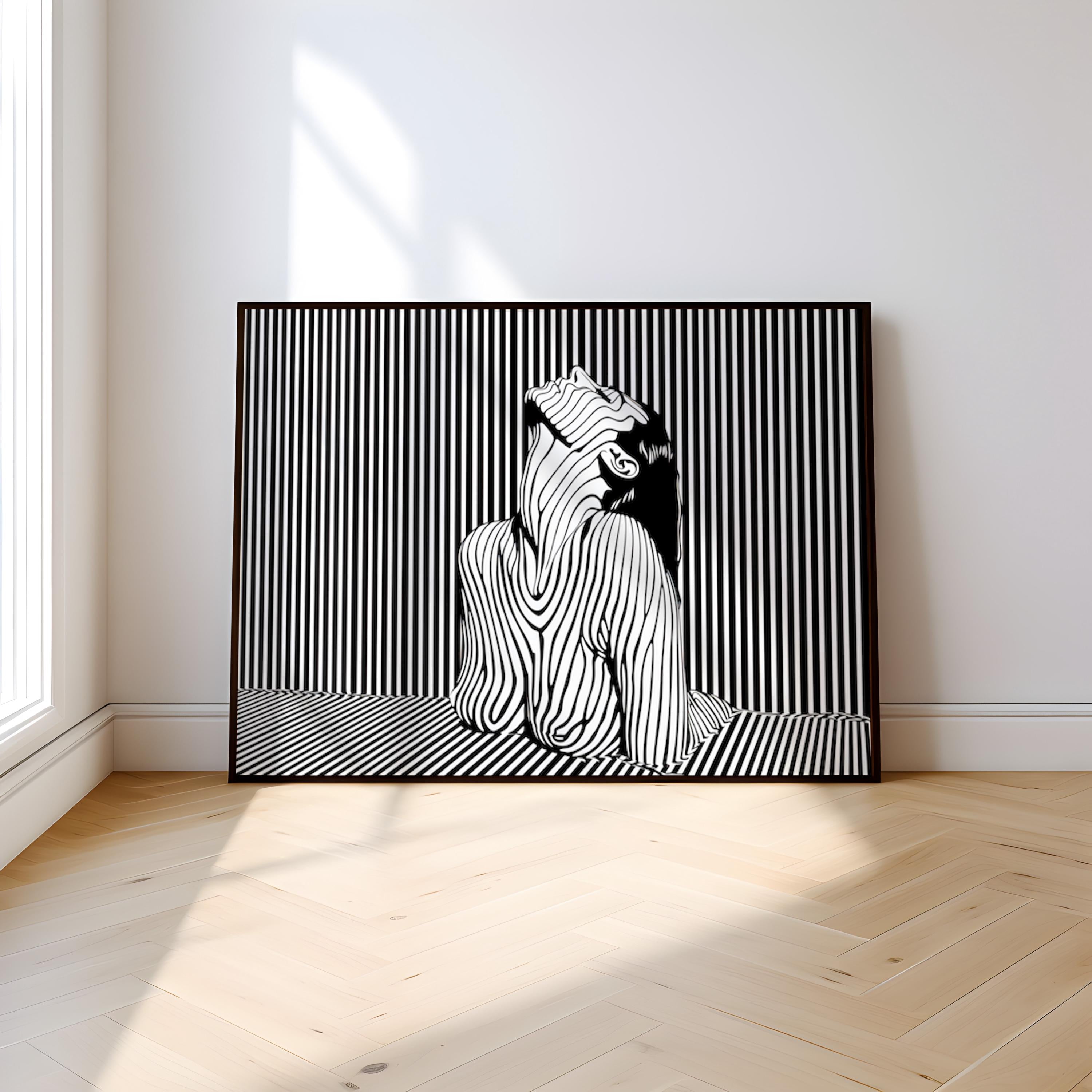 Canvas Art, Monochrome Marvel: Apollonia Saintclair Inspired Line Art Immersive Live Art