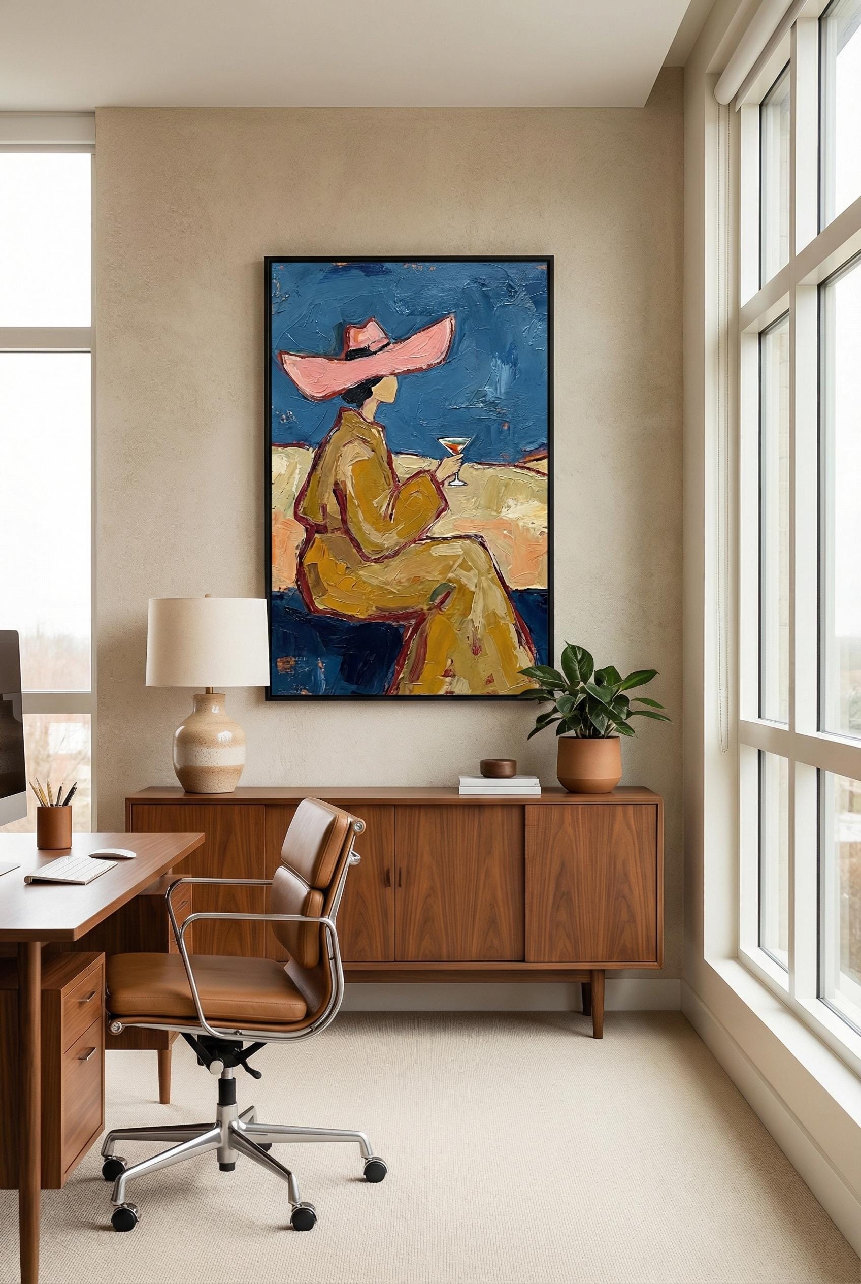 Pink Cowgirl Wall Art Print - Abstract Drink Design