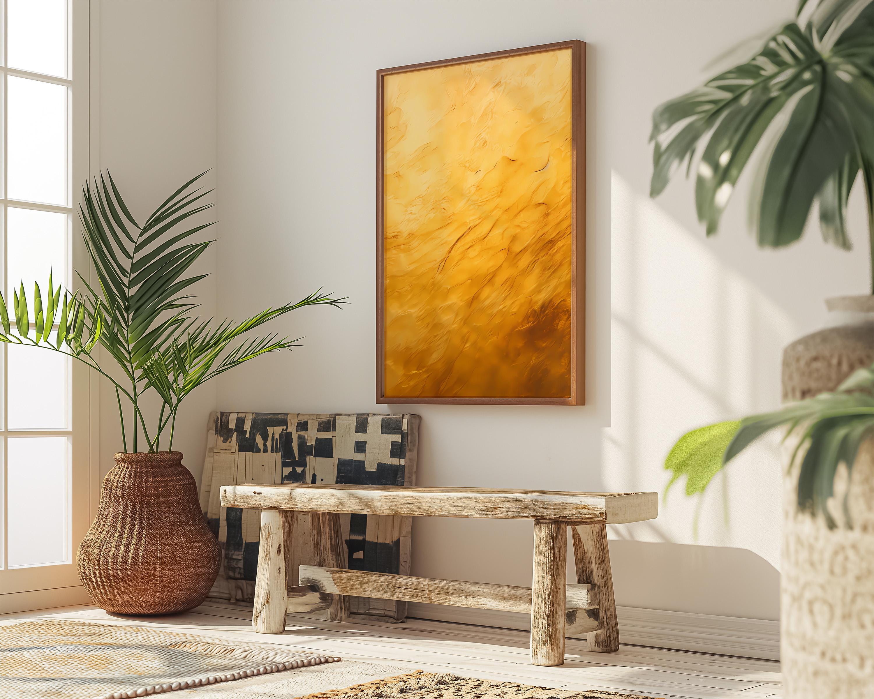 Golden Light Abstract: Ethereal Yellow & Gold Art Print | Modern & Luminous Wall Decor